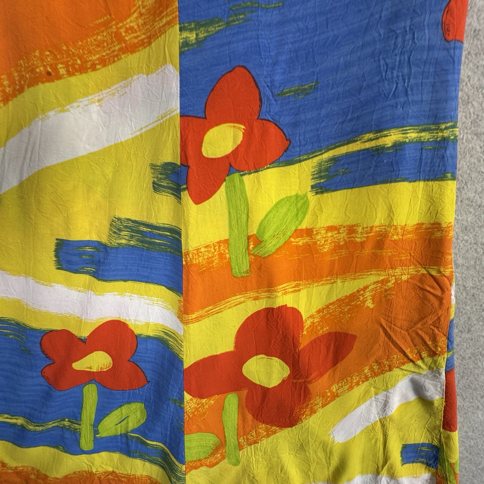 Jams World VTG 90s Floral Colorblock Maxi Dress Button Front Pocket M Bright
