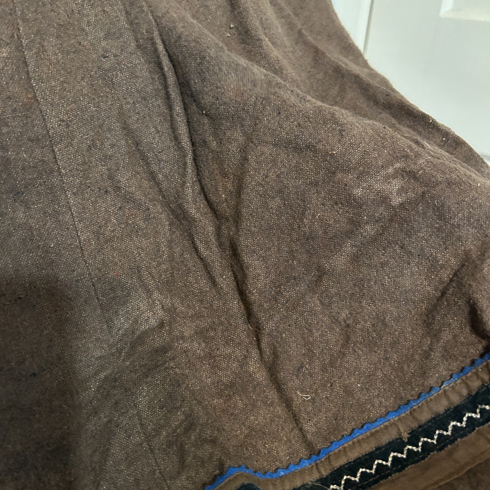 Antique 1920s Brown Wool Embroidered Skirt Flapper Pleated Hem Pocket Volup