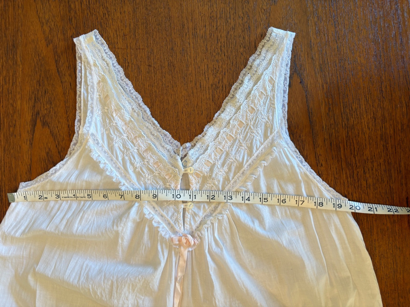 Vintage 90s Christian Dior Neiman Marcus White Cotton Lace Trim Nightgown M USA