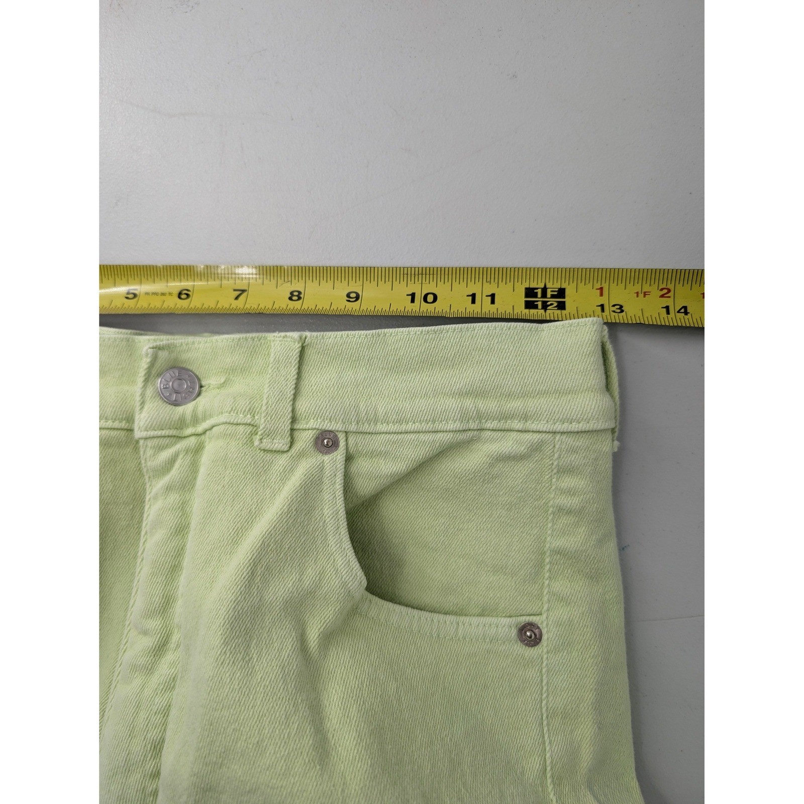 Y2K Blue Light Cache Jeans Womens 25X30 Lime Green High Rise Made in Italy