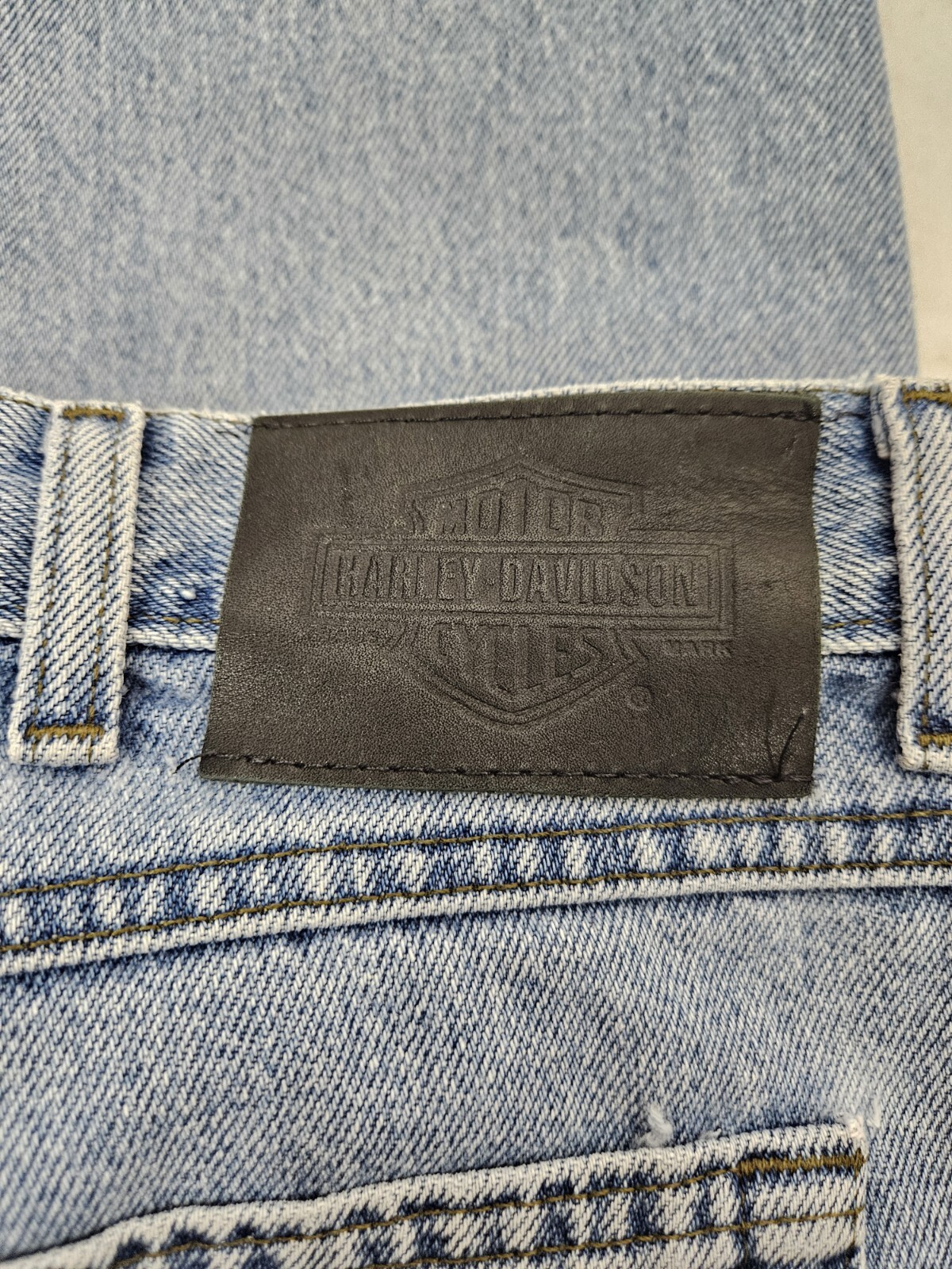 Vintage Distressed Harley Davidson Light Wash Relaxed Fit Jeans Size 16L C82