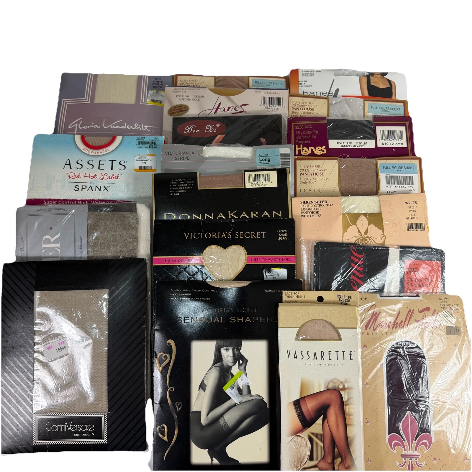 Pantyhose Stockings Vintage & Contemporary 19 pcs Versace Victorias Secret NOS