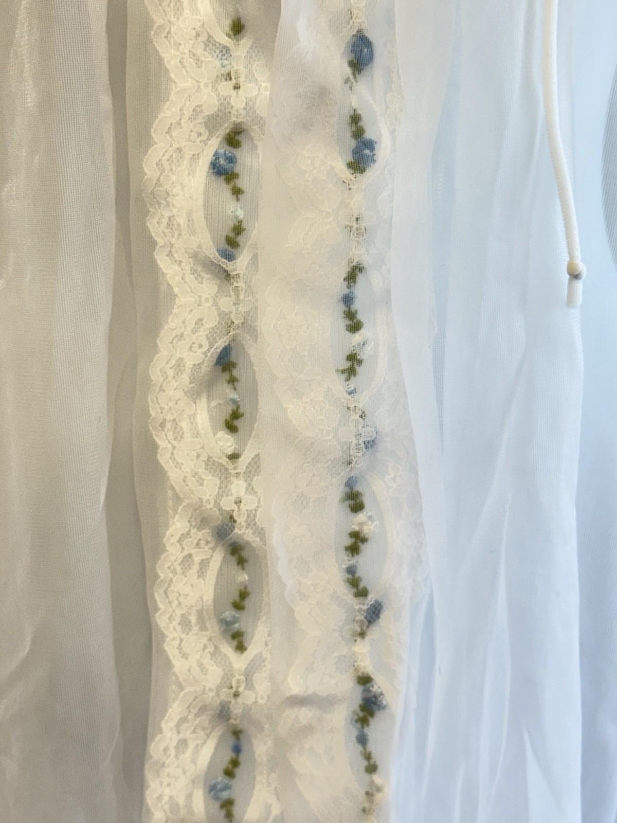 Vtg 50s Miss Elaine White Lace Chiffon Nylon Nightgown Lingerie & Slippers Sz S
