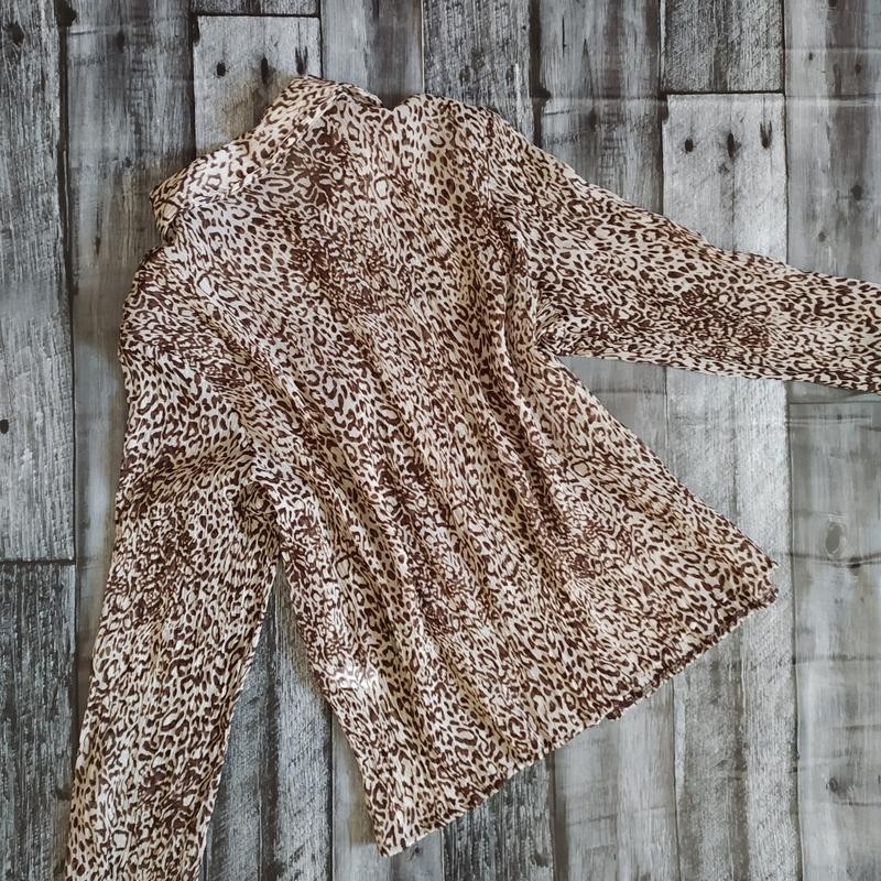 Vintage Y2K Leopard Print Plisse Blouse L