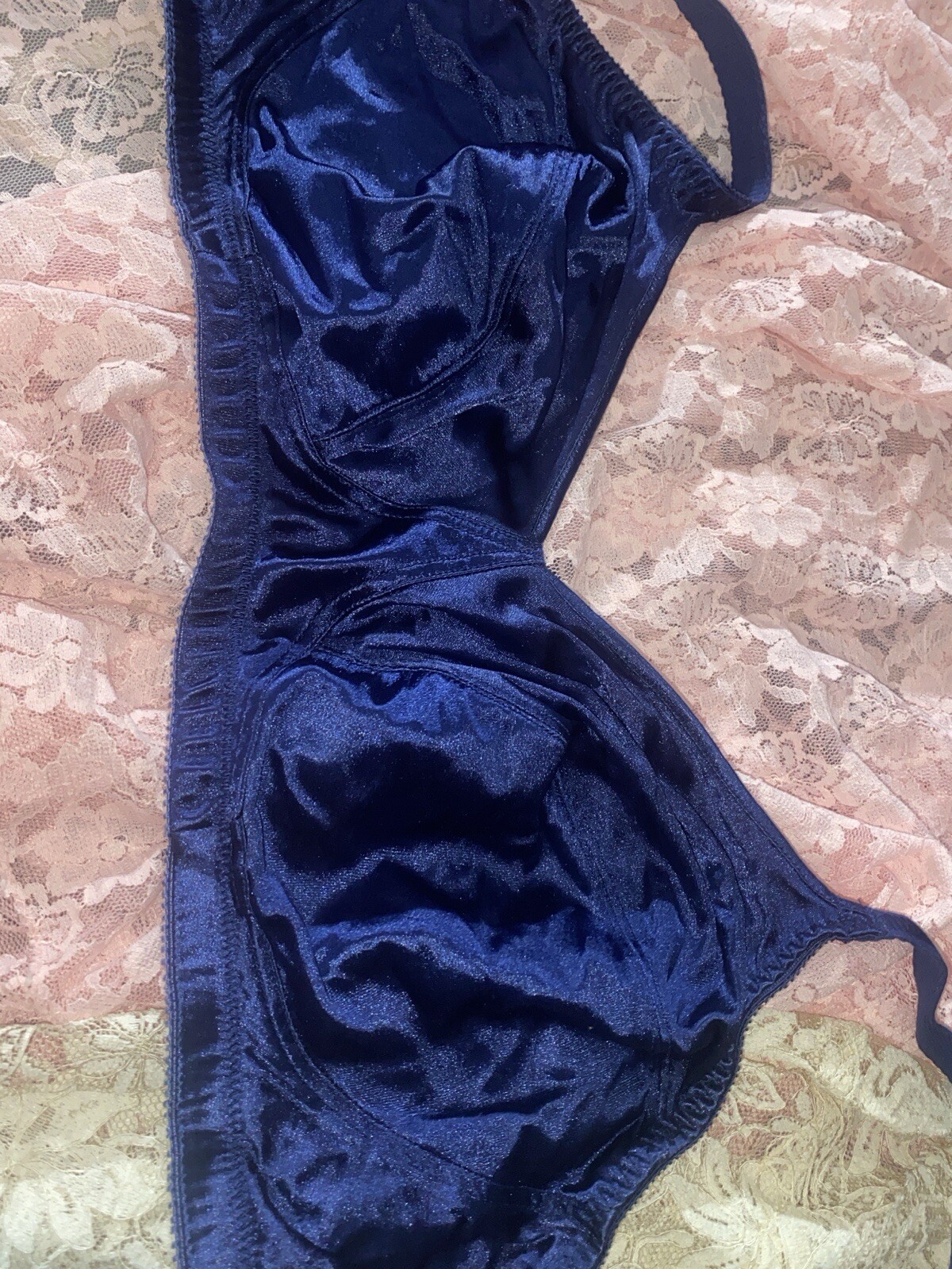VTG NYLON SEARS 38DD LIQUID BLUE SECOND SKIN Shiny NO Uw GLAM SISSY BRA T SHIRT