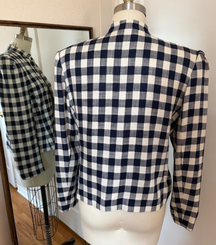 Vintage 1970s Country Suburbans Gingham Blazer Jacket ILGWU Union Made Size 12