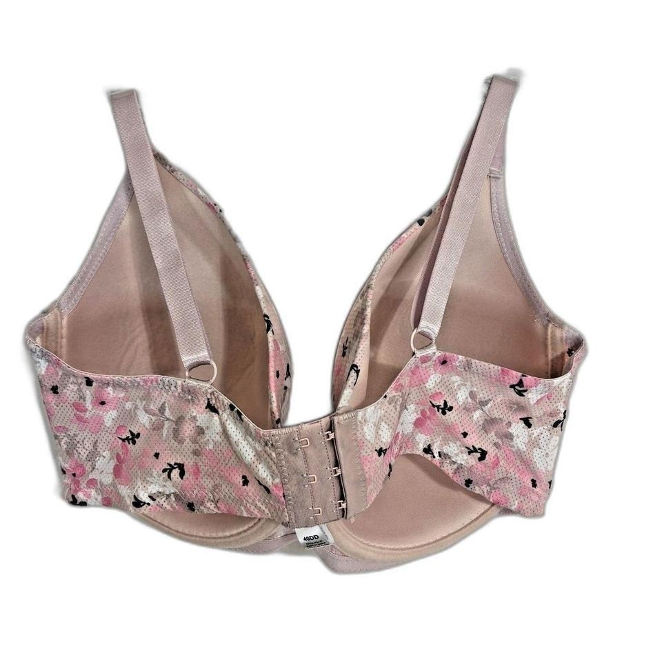 Laura Ashley Bra 40DD Lightly Lined Underwire Pink Flowers