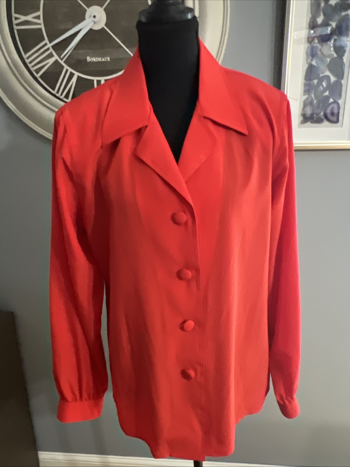 Women&rsquo;s Regina Porter Vintage Blouse 1980&rsquo;s Size 10 Bright Red Button Down