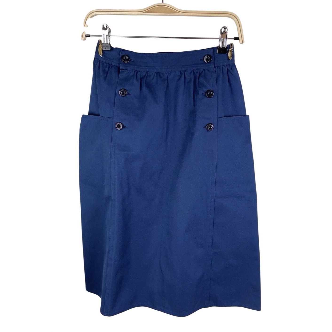 VTG GUCCI Cotton Skirt SZ 42 (Waist 26&Prime;) Blue Italy 100% Cotton