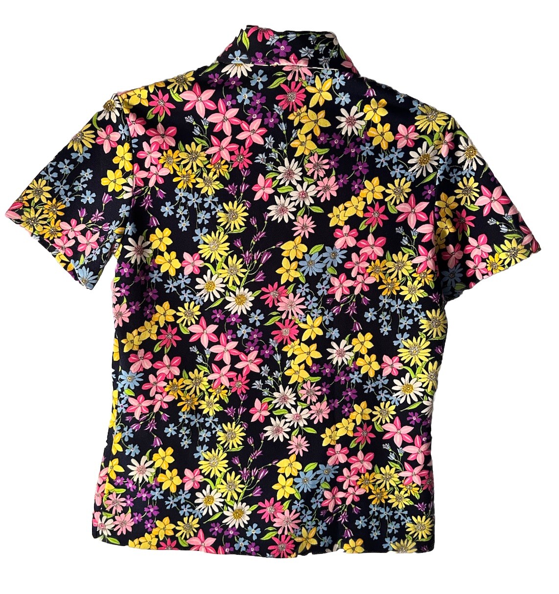 Norton&rsquo;s Point Vintage 60- 70&rsquo;s Collared Top Colorful Flower Power Retro Hippie