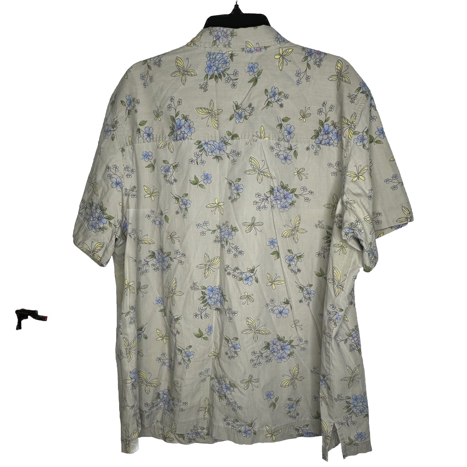 Bobbie Brooks Vintage Button Up Top 22W 24W Tan Floral Butterfly Grandma Granny