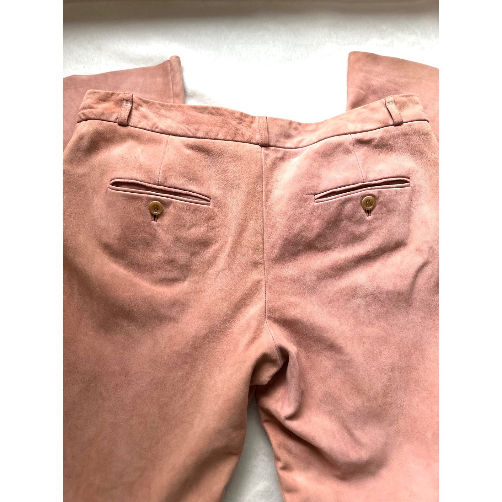 Vintage Express Editor Suede Pants 10 Blush Pink Y2K Wide Leg Quiet Luxury