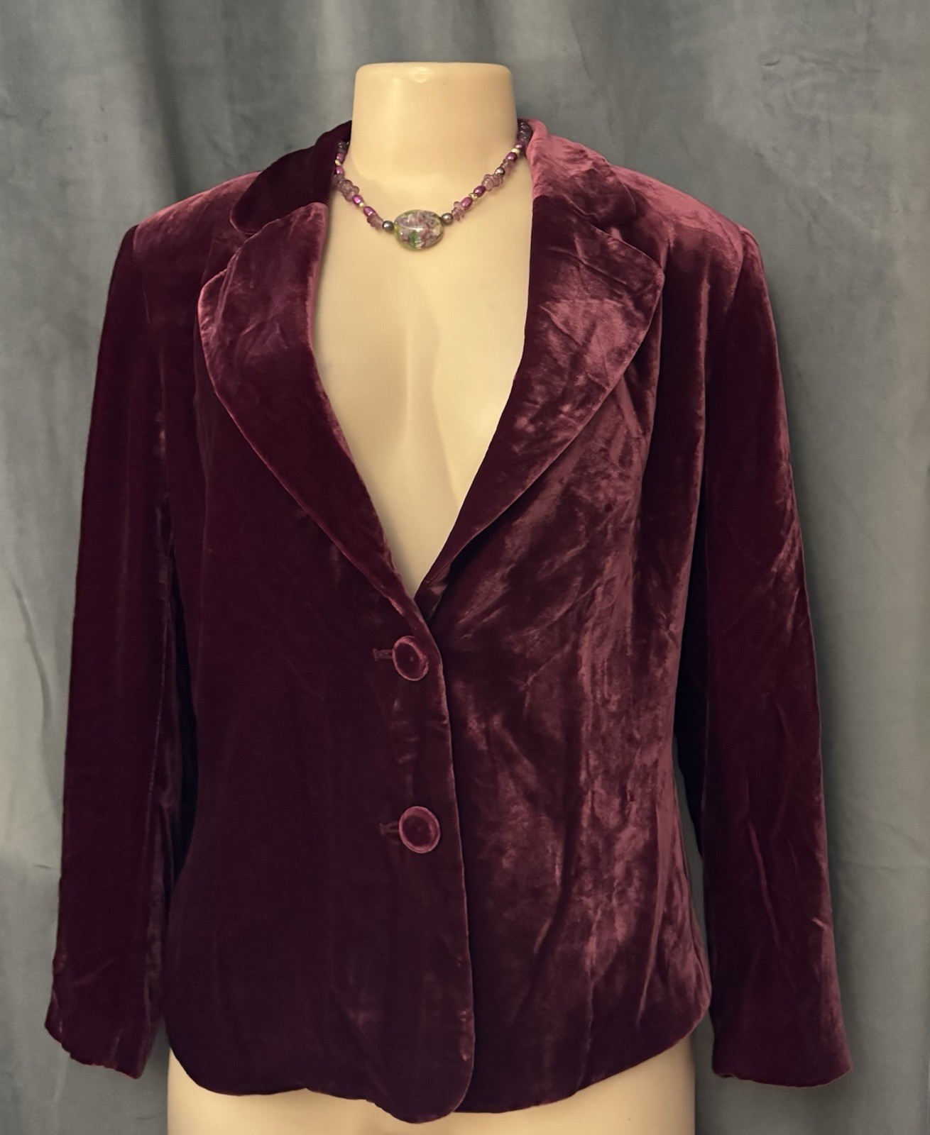 Raffaella womens vintage jacket crushed velvet size 10 Red boho blazer gorgeous