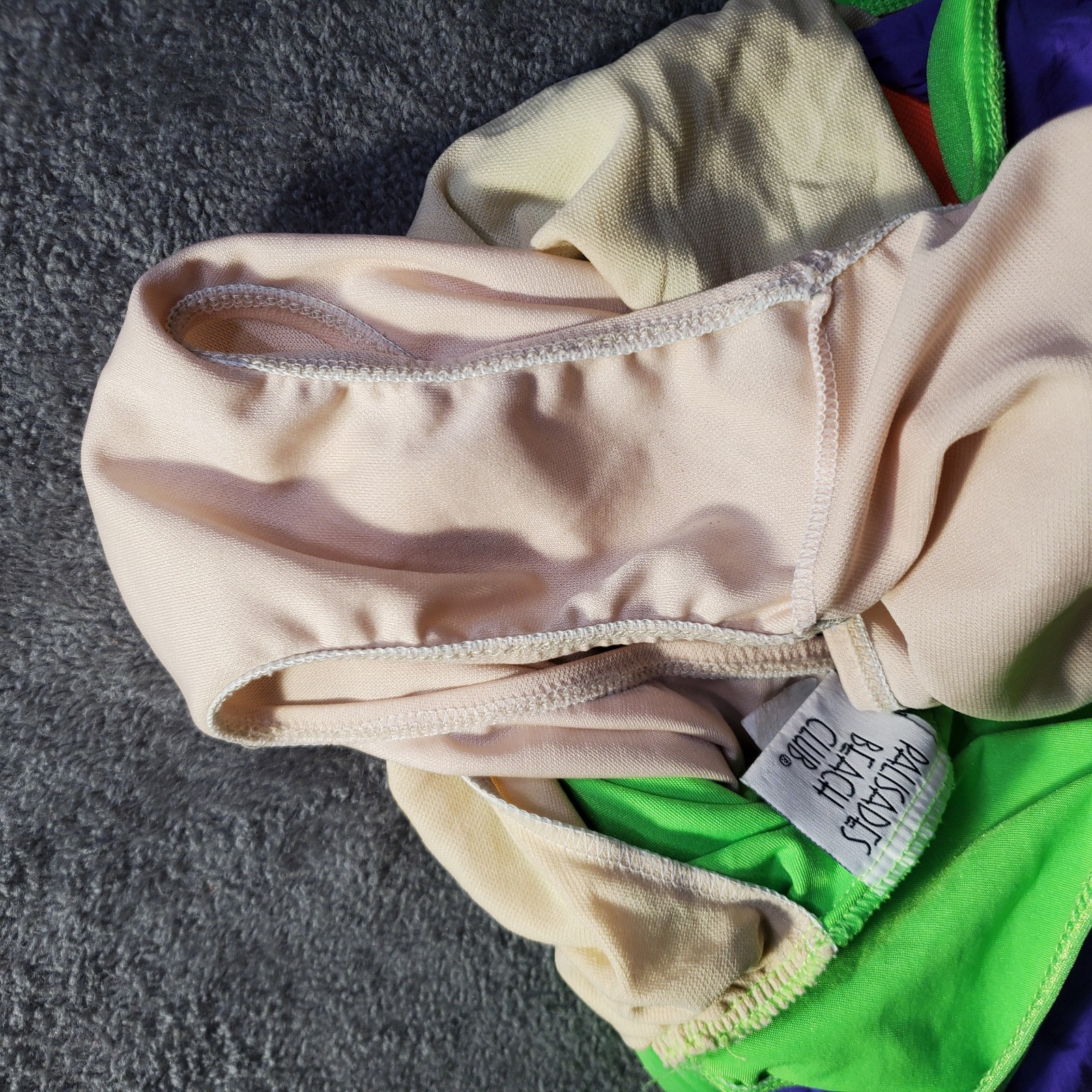 Vintage 90s Palisades Beach Club Colorblock Swimdress Romper Swimsuit Neon