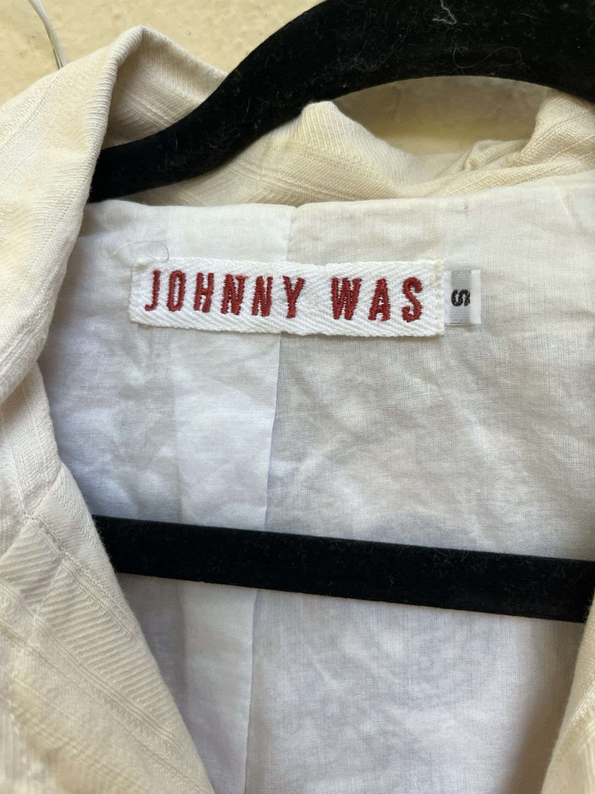 Johnny Was Vintage Cream S Blazer Jacket Grey Design Textured Fabric 3 Button