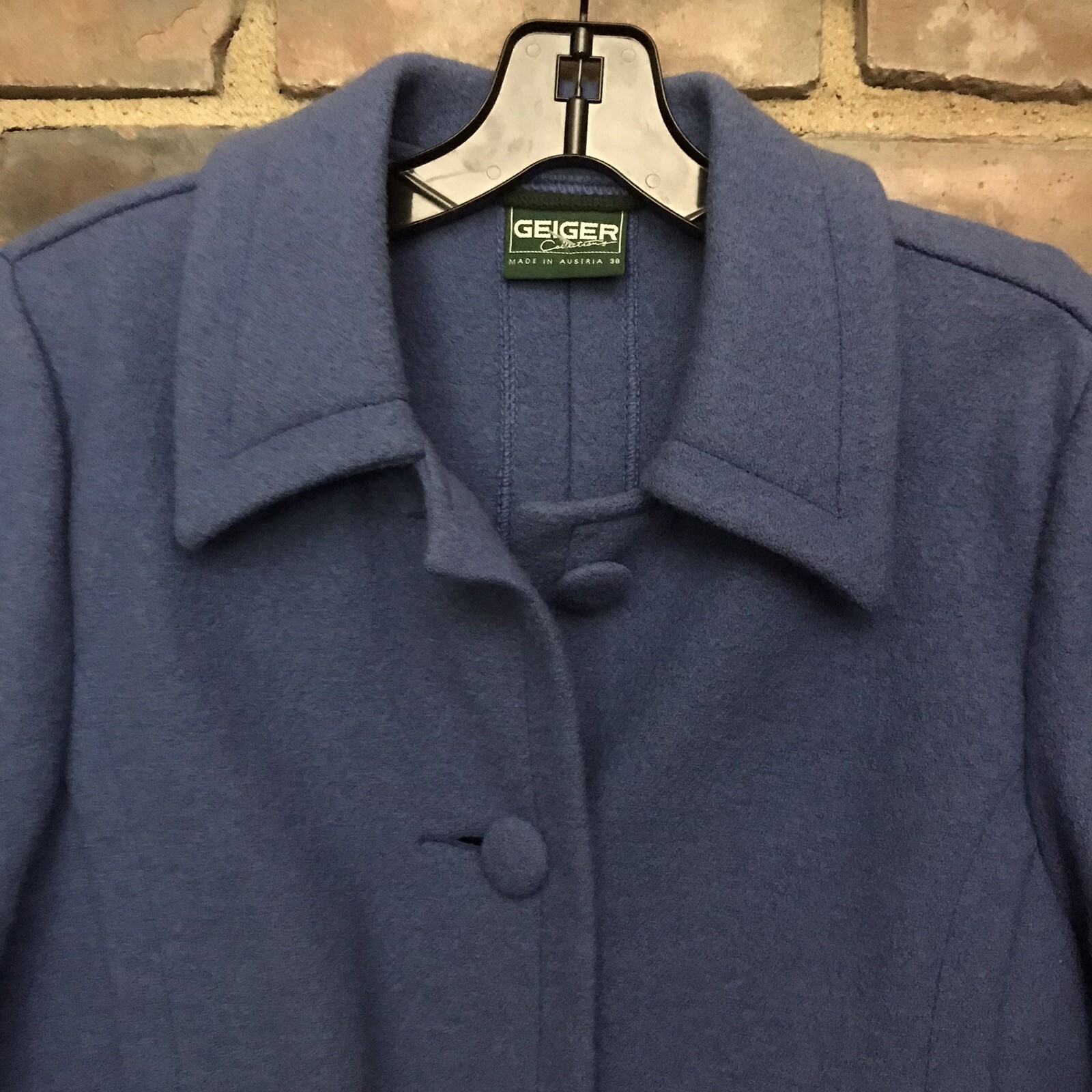 GEIGER Austria Wool Blue Jacket Size 38 -40 Chest -20.5” Long -Cheapchicplus