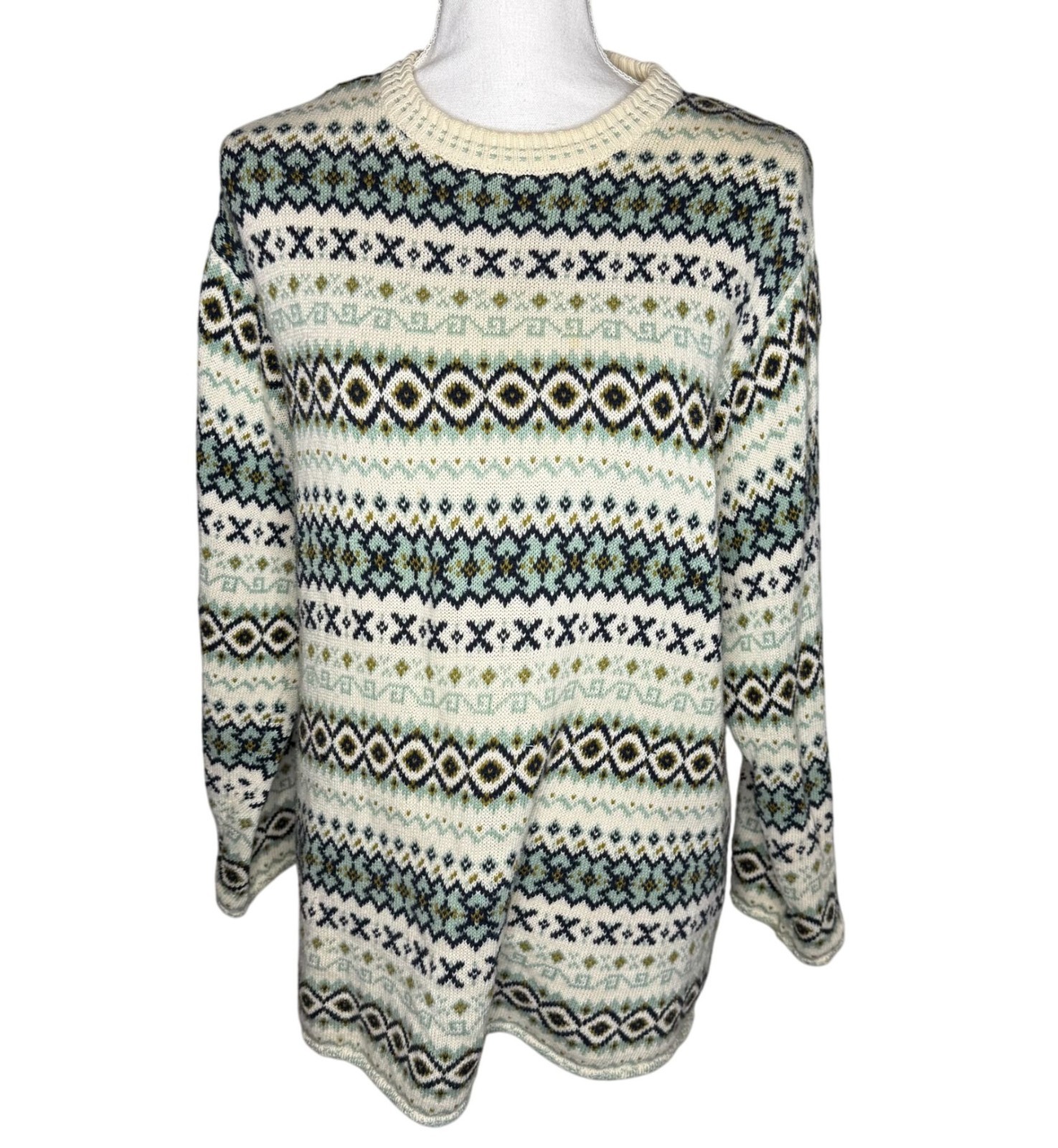 Vintage United Colors Of Benetton Crewneck Sweater Size Large Italy Fair Isle