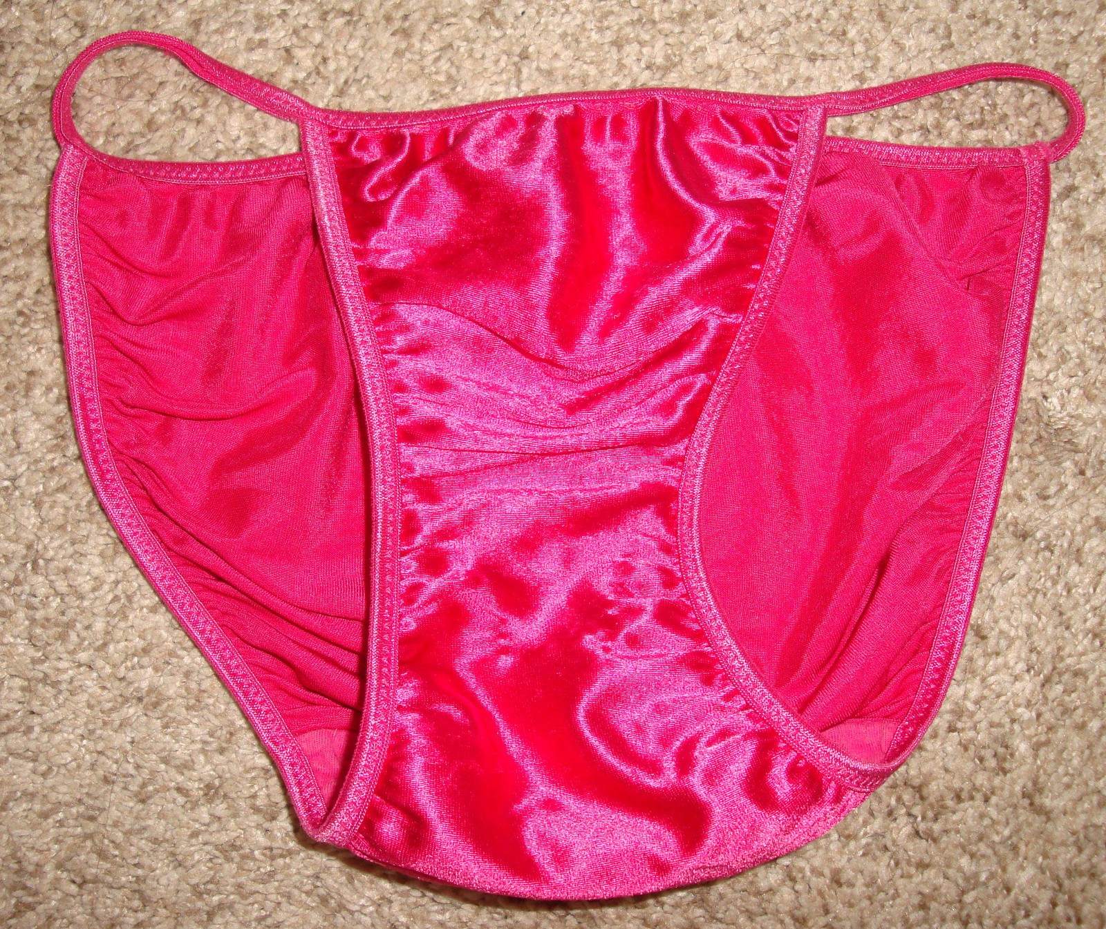 Victoria&rsquo;s Secret S Bright Pink Second Skin Satin String Bikini Vintage 2001