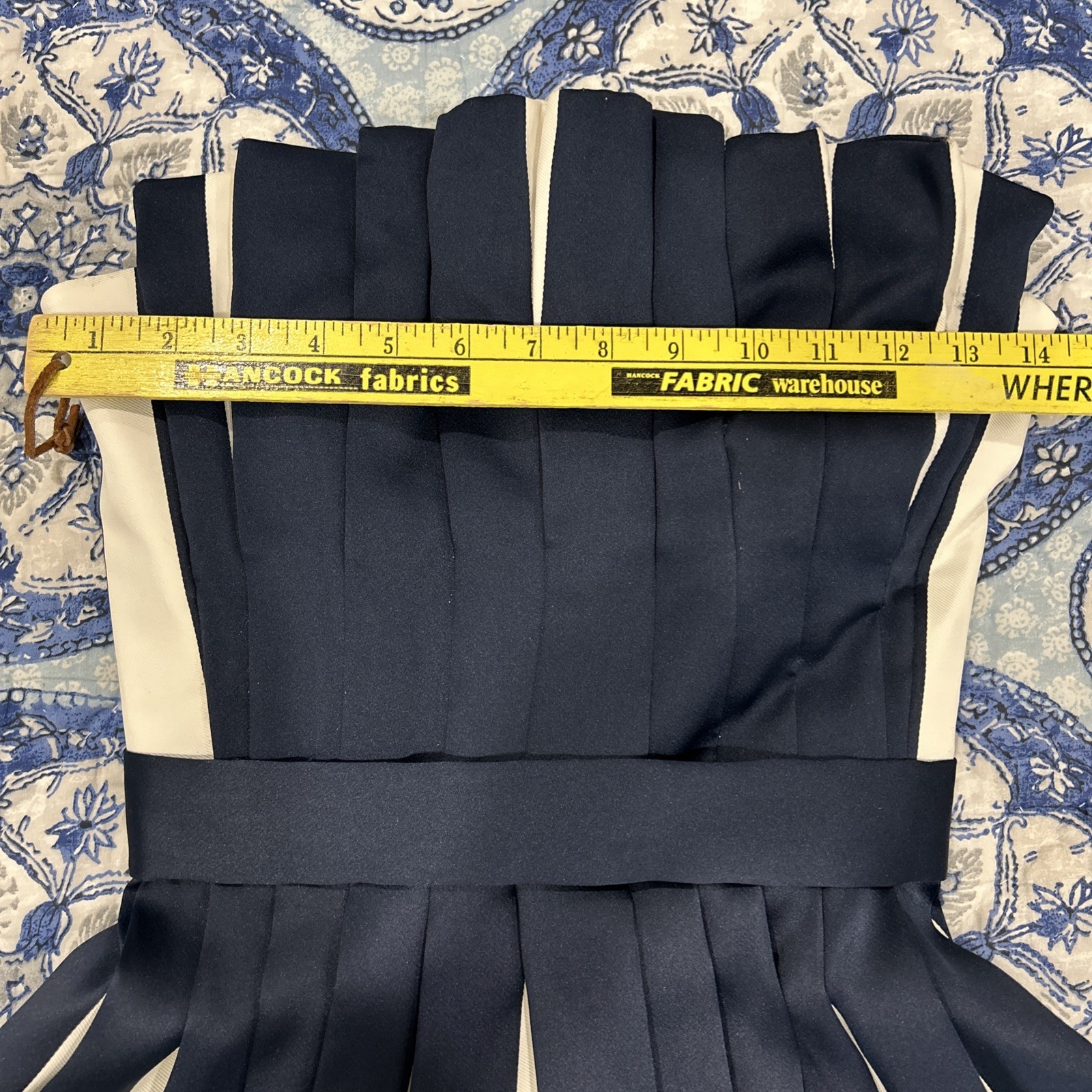 Vintage 80s Strapless Pleated Navy White Party Cocktail Evening Dress Size 4