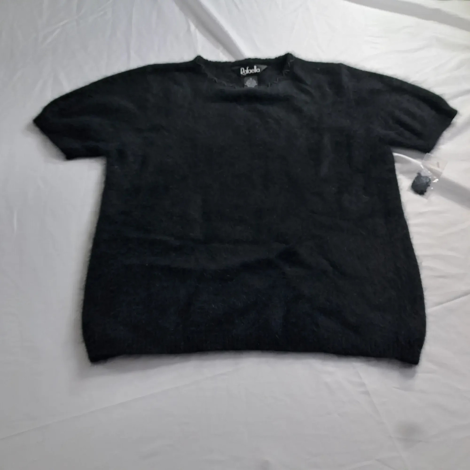Rafaella Womens Black Angora Blend Short Sleeve Fuzzy Pullover Top M&rsquo;,&rsquo;Rafaella&rsquo;