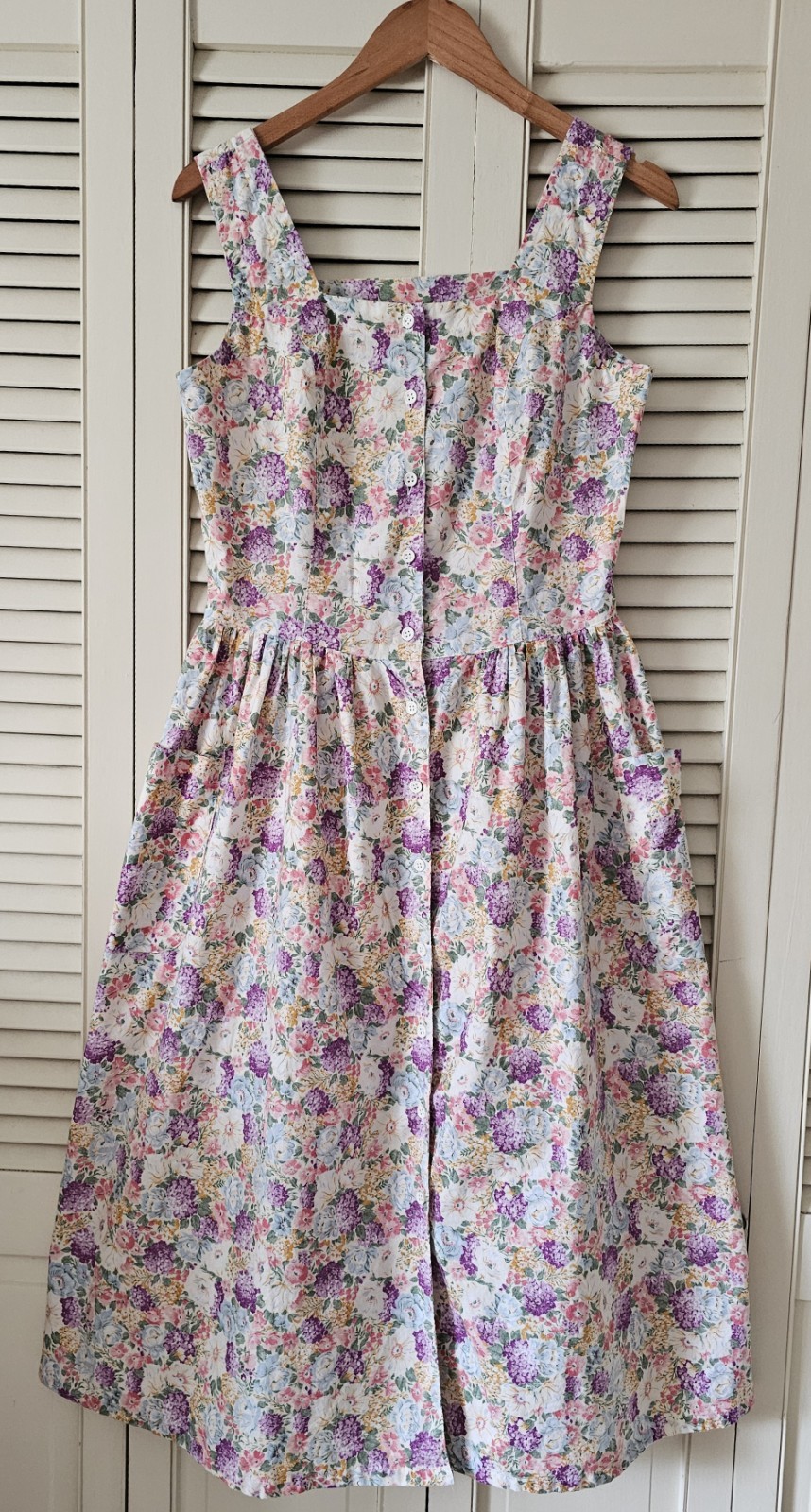 Vintage 90s Chandni Floral Cotton Sleeveless Sundress Dress Cottagecore Medium