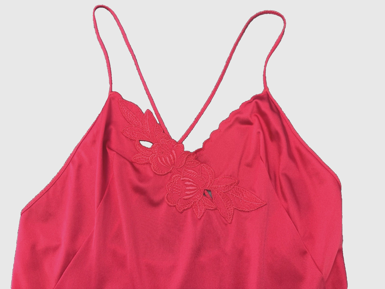 VTG Shadowline Sexy Red Nightgown Backless w/Straps, Flirty, Bombshell, Sz S/M