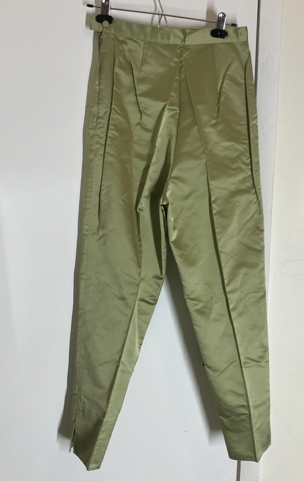Vintage 1950s Silk Green Brocade Jacket Pant set Dynasty Hong Kong British Sz S