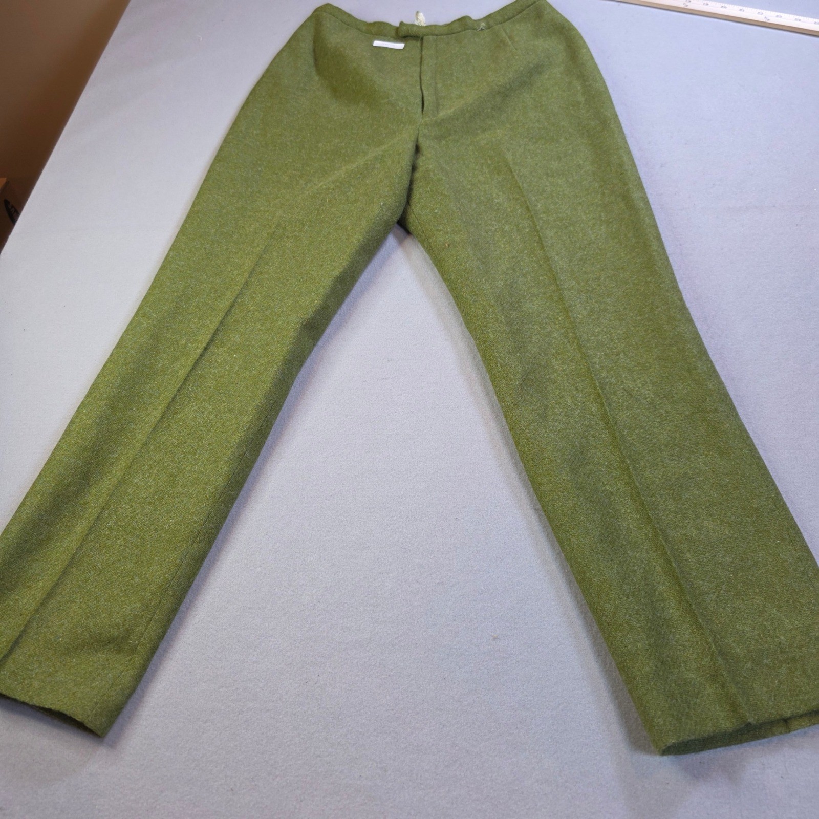 Majestic Vintage Wool Trousers Olive Green High Waist Straight Leg 27×27