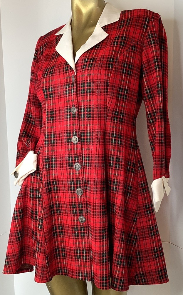 Vintage Paquette Too Petite Size 4 Plaid Buttons 60s School Girl Made In USA