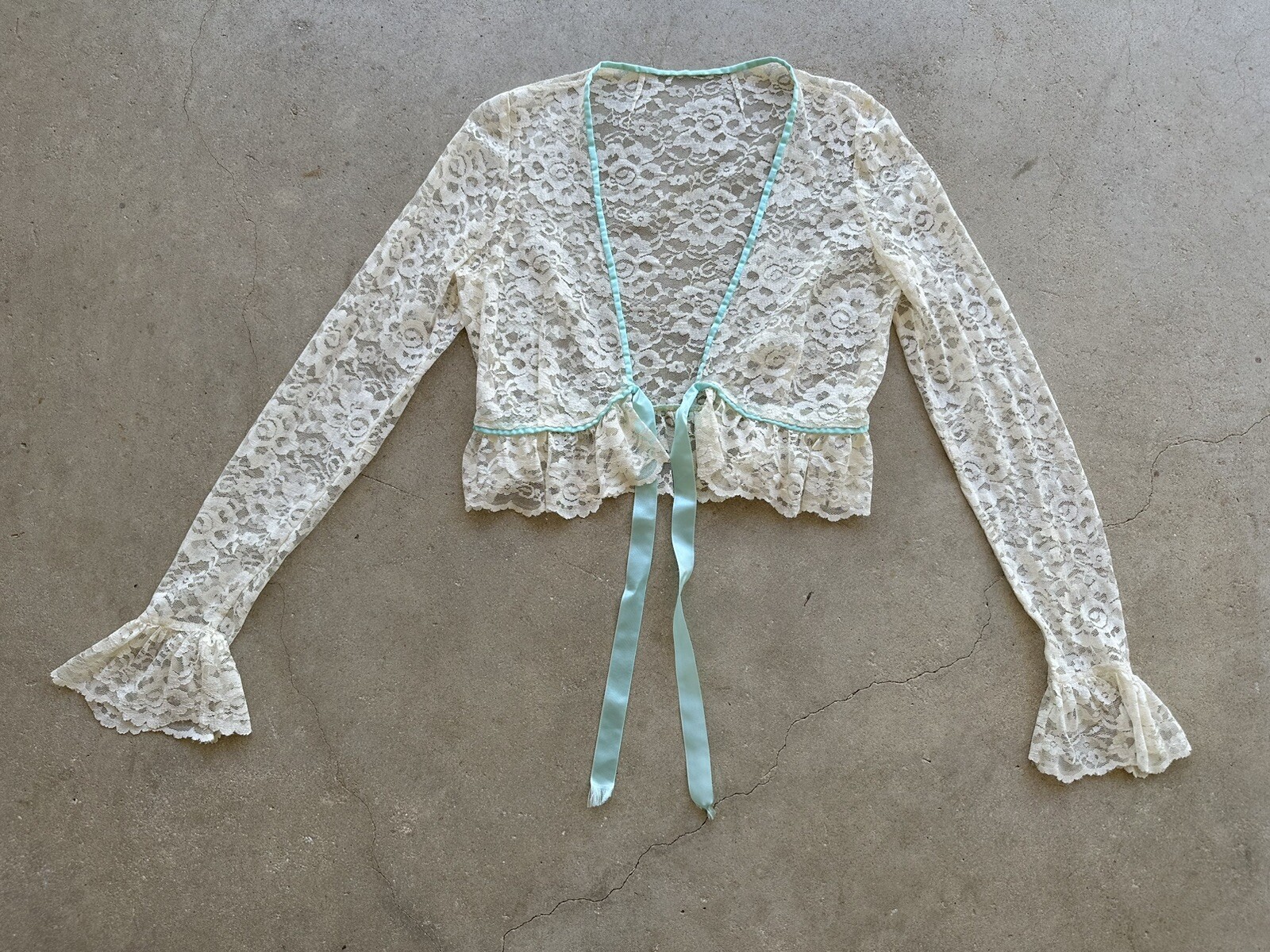 1970s Miss Elaine 2 Pc Lace Bed Jacket Negligee Nightgown Boho Hostess Gown VTG