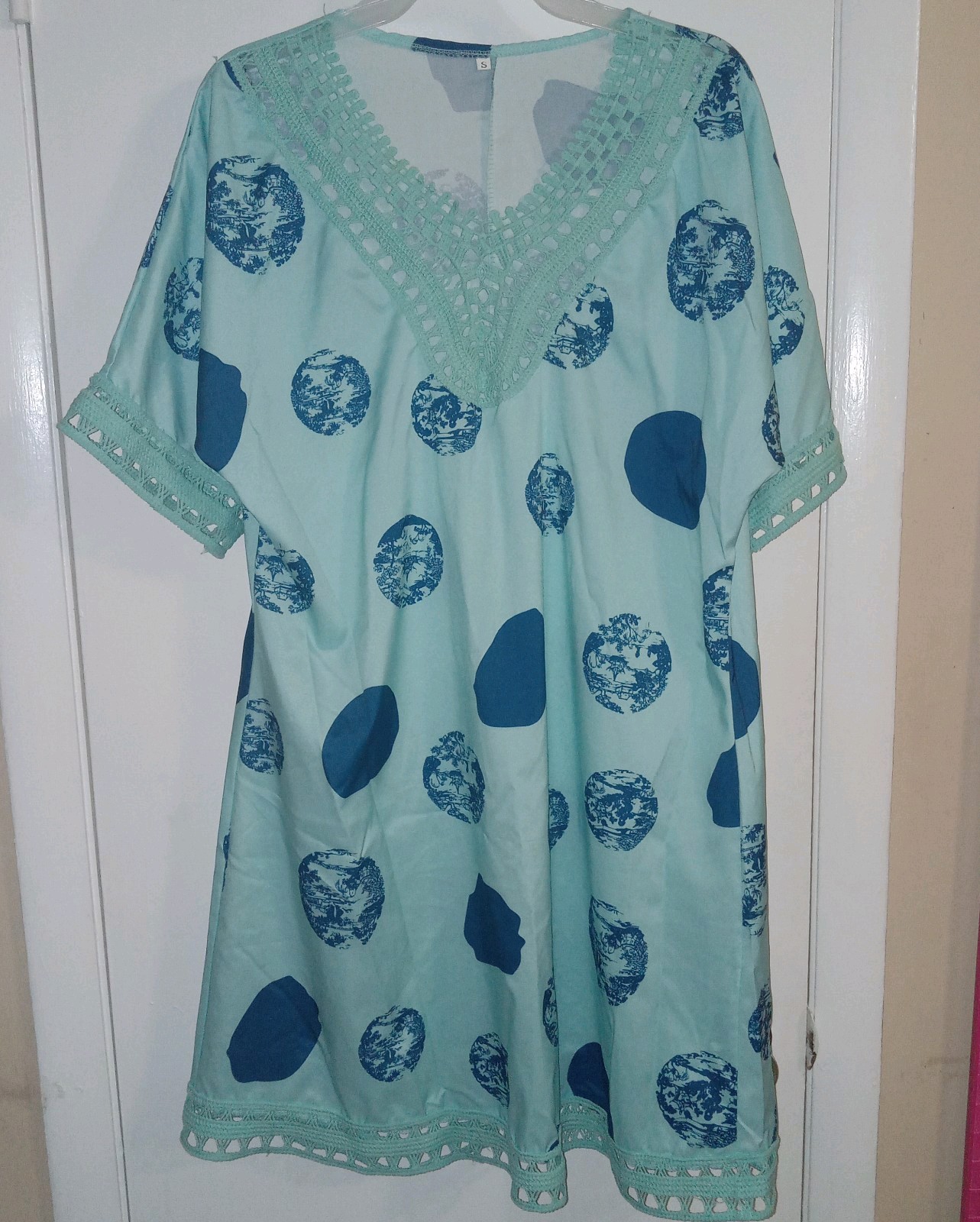 Vintage Dress Ocean Mist Women&rsquo;s Mumu Beach House Polyester Size S Oriental Vibe
