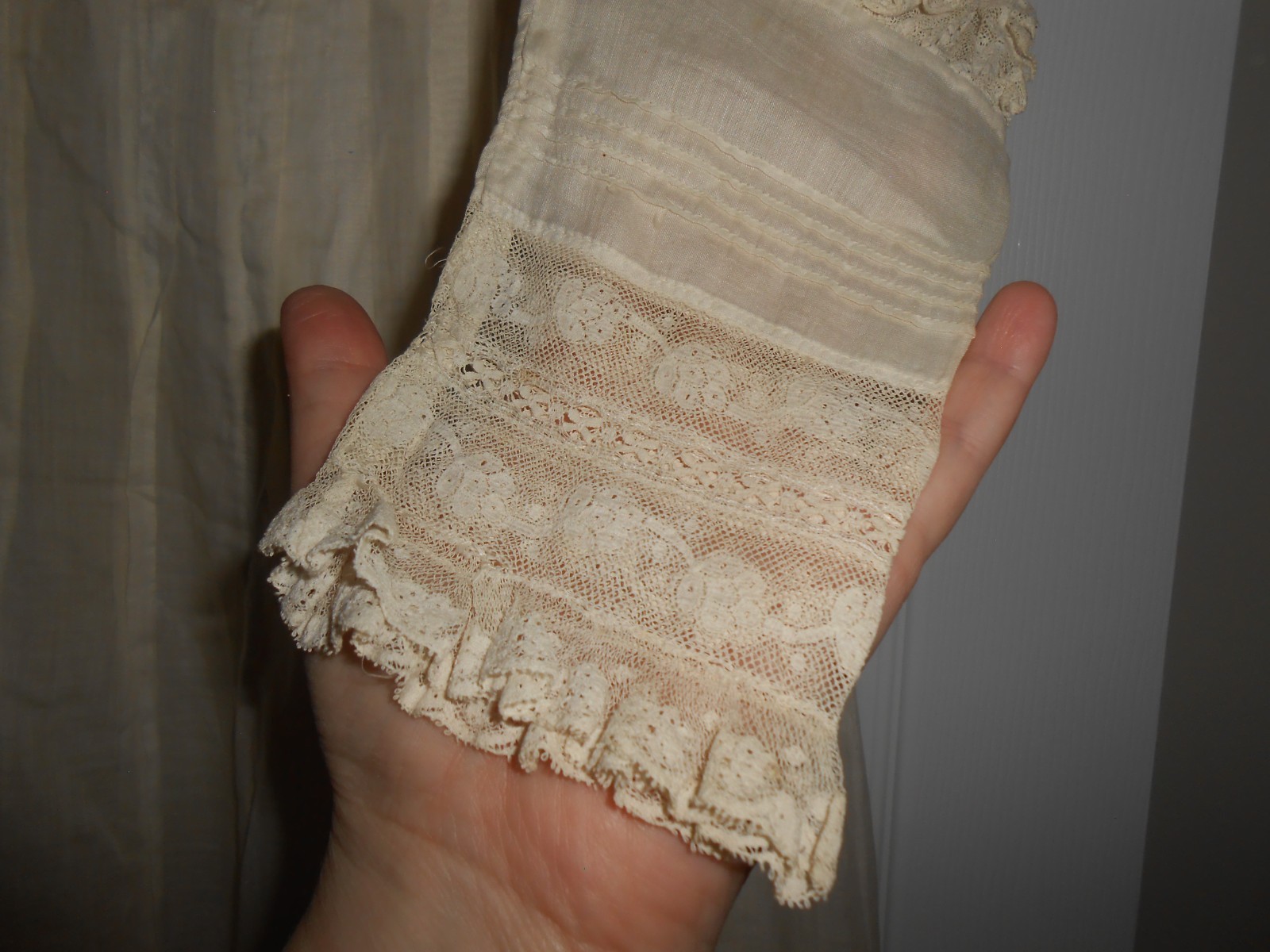 Vtg 1890s 1900s Victorian Edwardian DAY DRESS Lace Lawn Cotton FINE Handmade