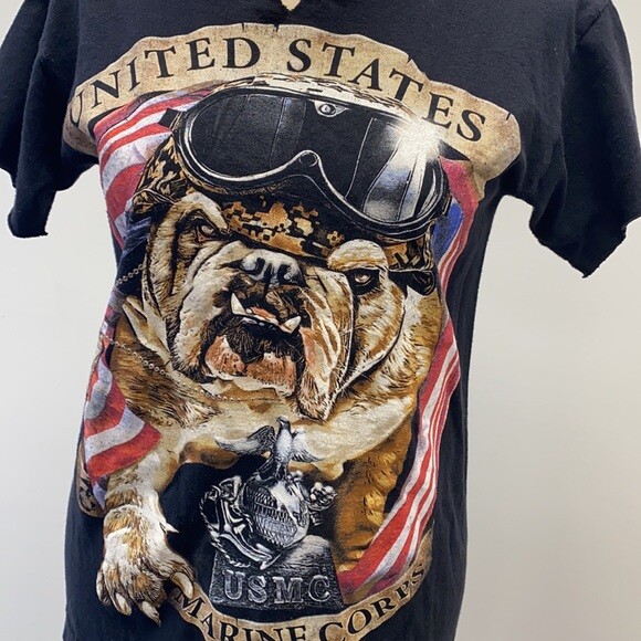 Vintage cutoff United States Marine corpse graphic T-shirt small bulldog diy tee