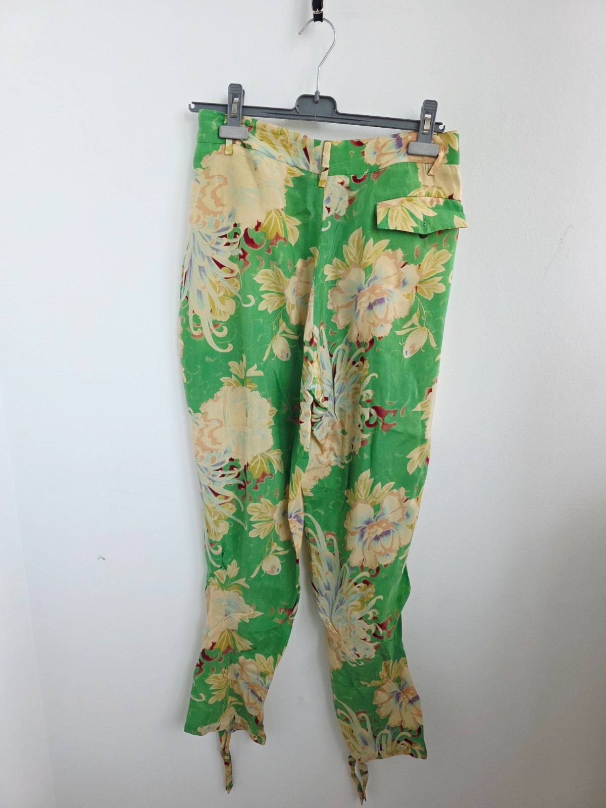 Vintage 2000s Marithé François Girbaud Floral Pants, Green Wide Leg Trousers, Ma