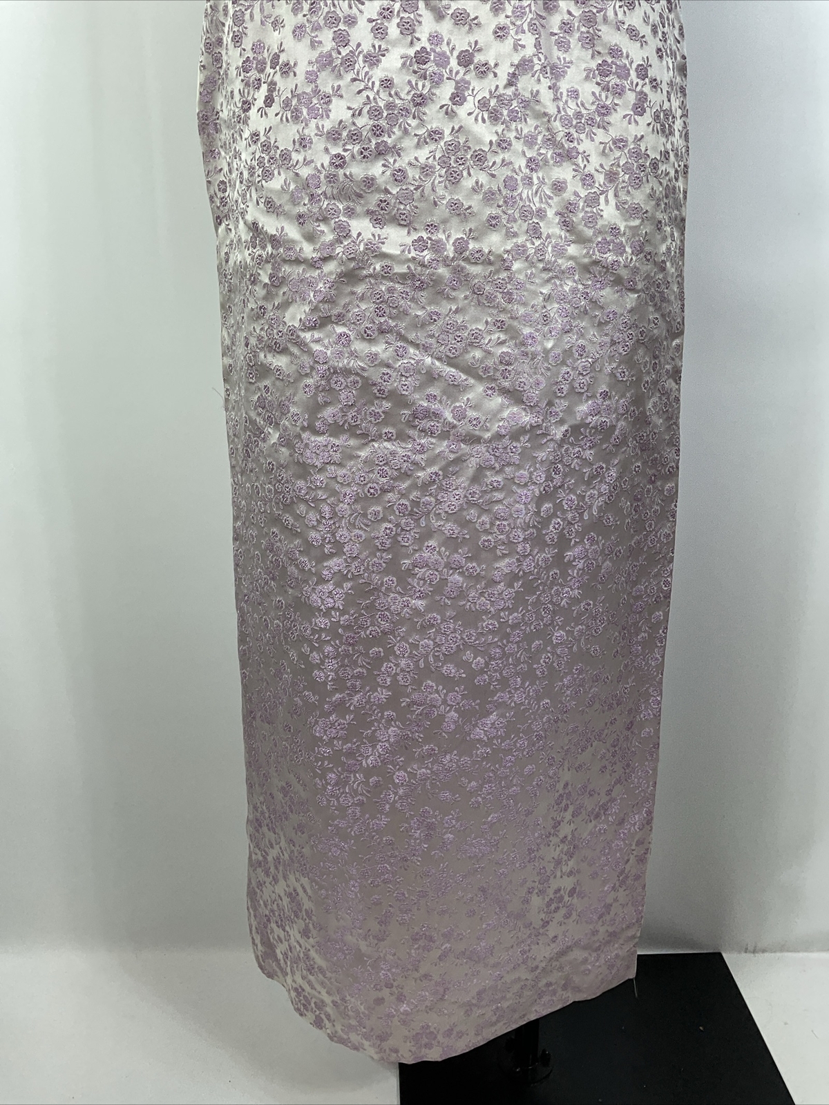 Vintage 40s Purple Jacquard Floral Metallic Formal Cocktail Dress Slit S/M