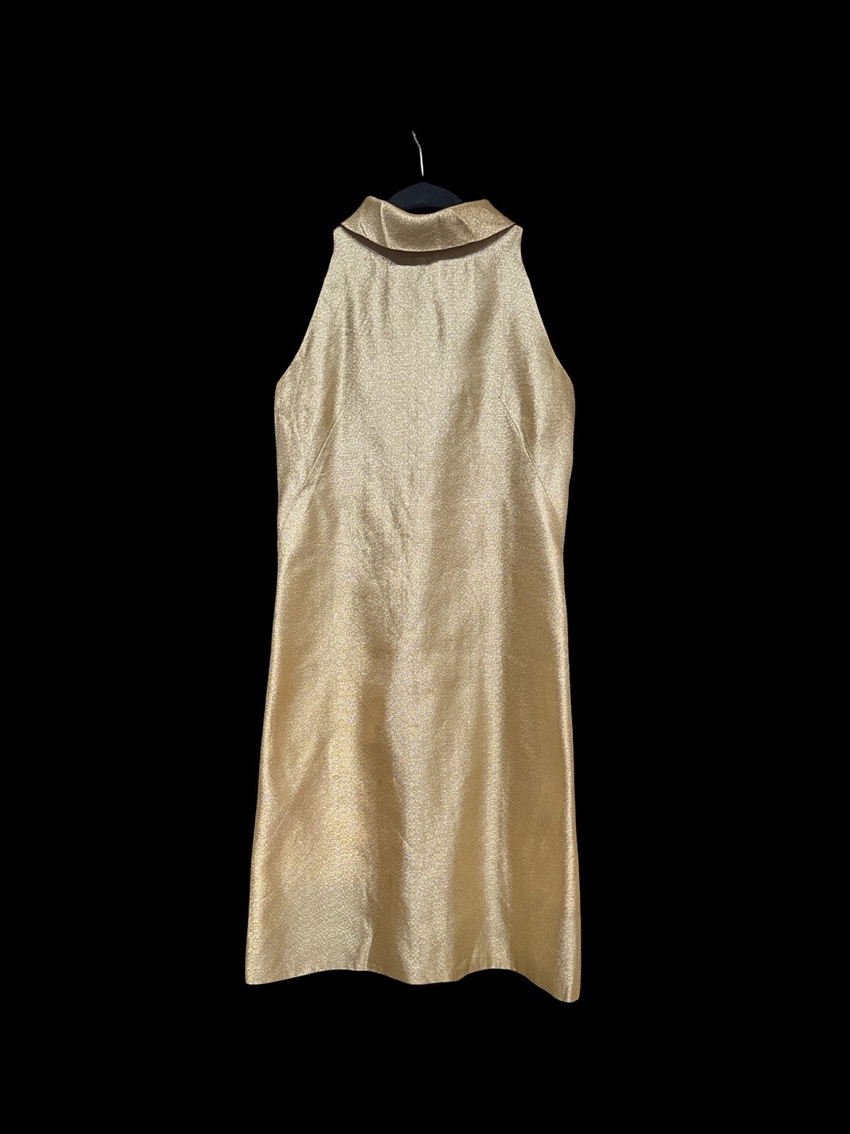 Vintage 1960s Gold Lame Sleeveless Dress MOD GOGO Talon Zip Fully Lined XS 0-2