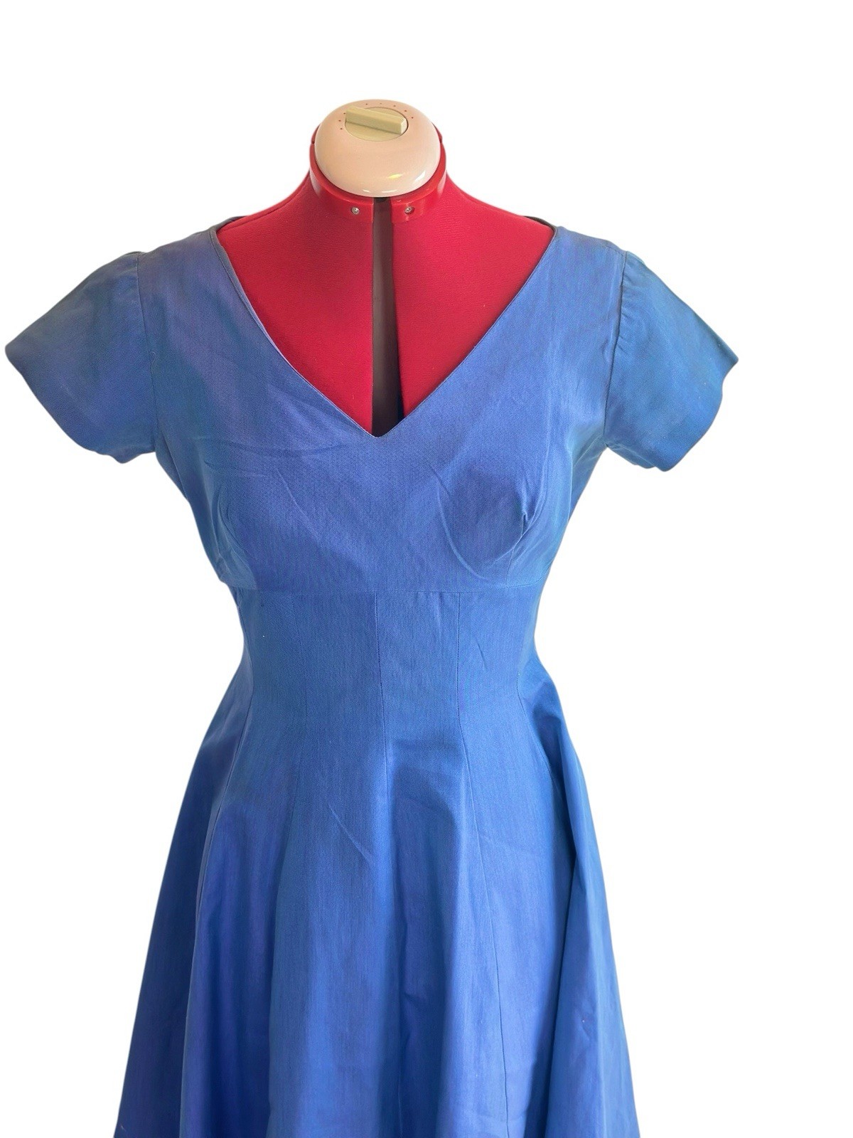 1960s Carol Craig Dress VTG Midi Tea Cocktail Day Sz 14 BLUE New Look Petticoat