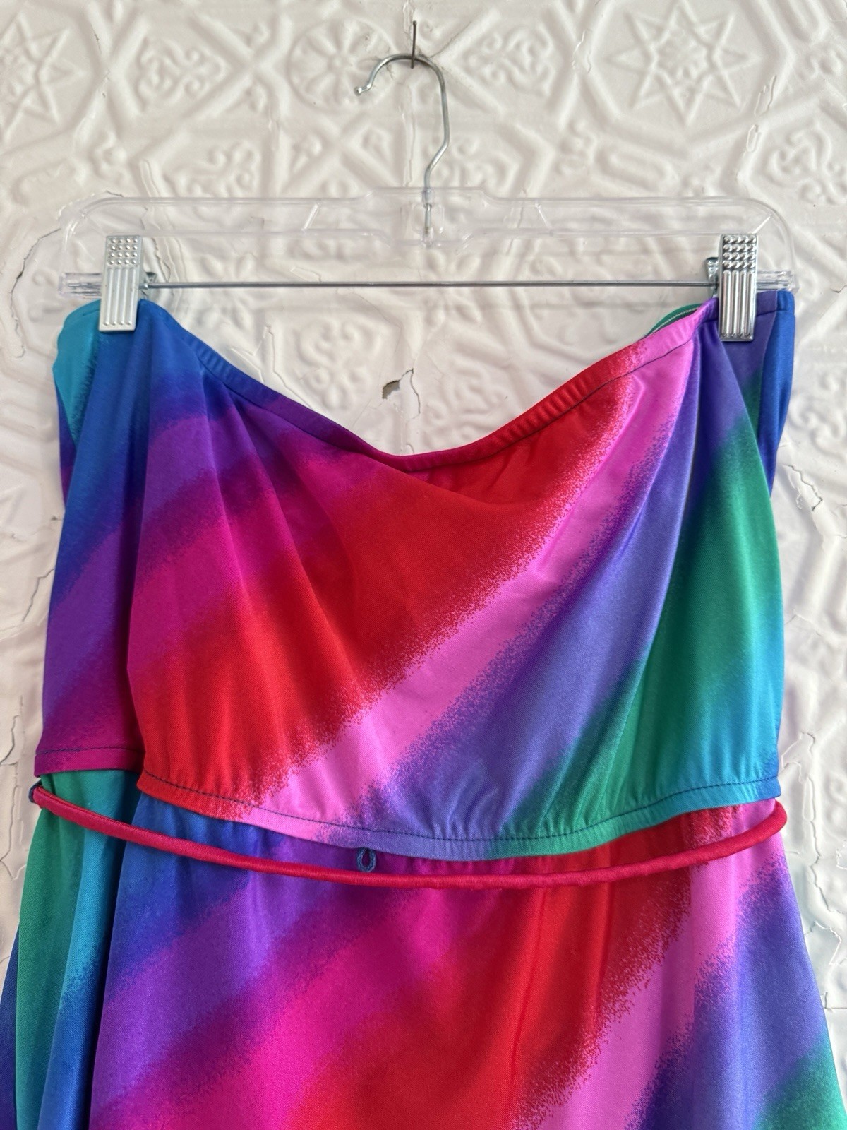 vintage 1980s NWT Jantzen bathing suit rainbow boho size 14 2 piece summer
