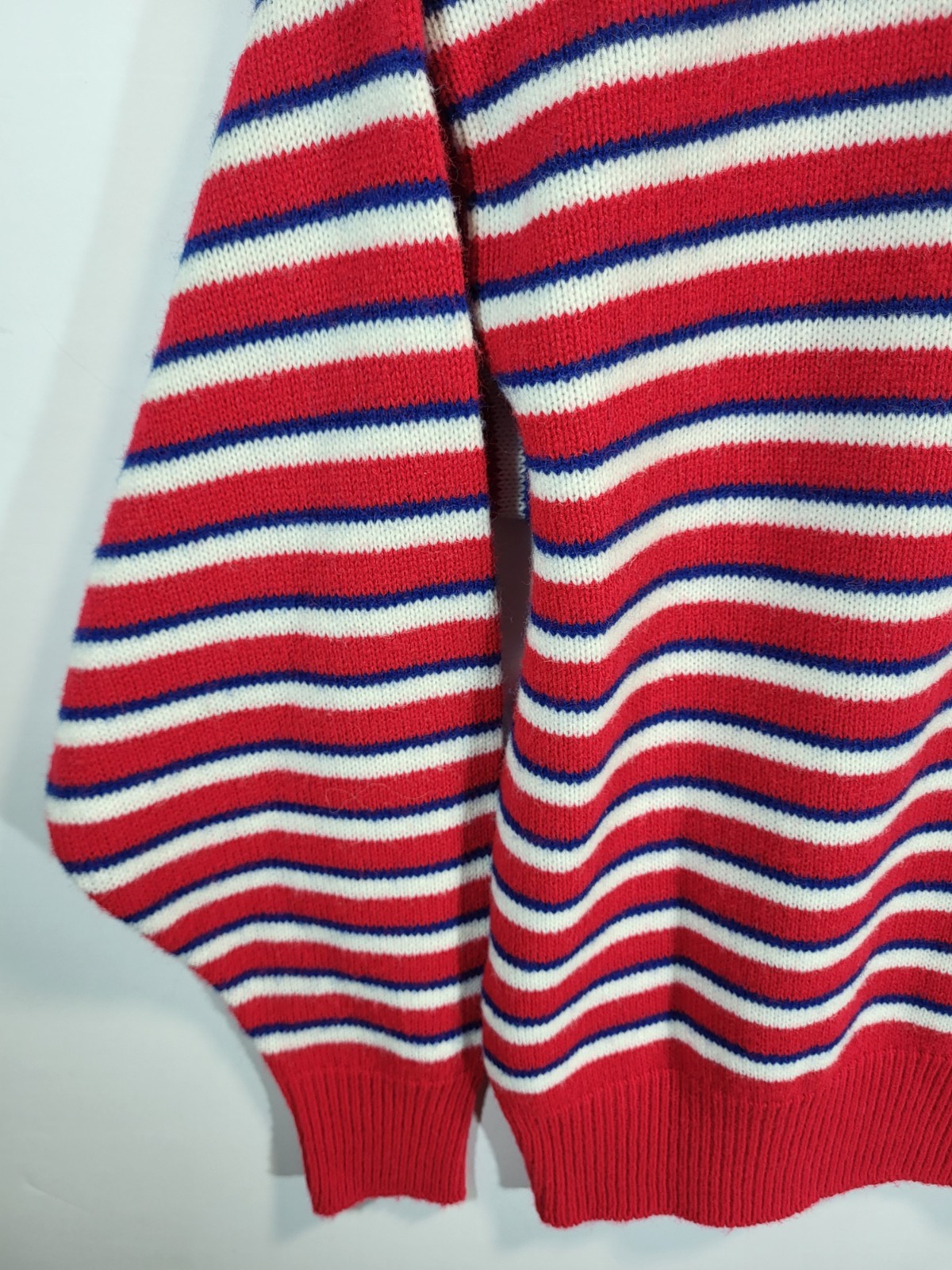 Picket & Post Sweater Women&rsquo;s Small Striped Red White Blue Crew Neck Vintage 80s