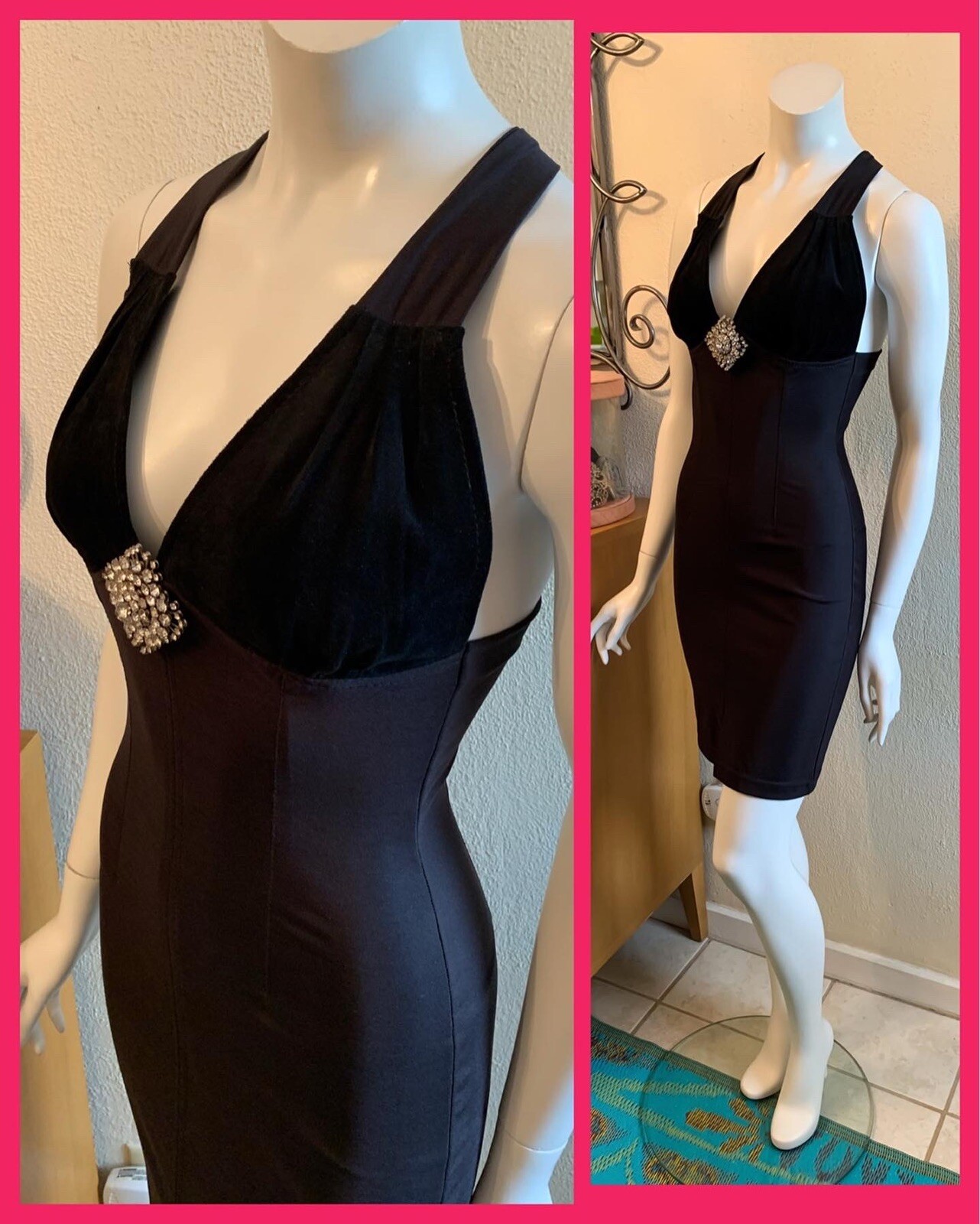 Vintage Glamour Girl Hollywood Black Cocktail Party Wiggle Dress!
