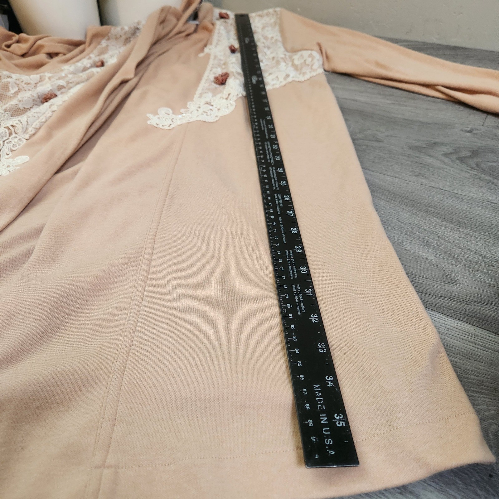 Vintage Lacy Afternoon Shell Kepler Lace Rosette Cardigan Peach Plus Size 1X