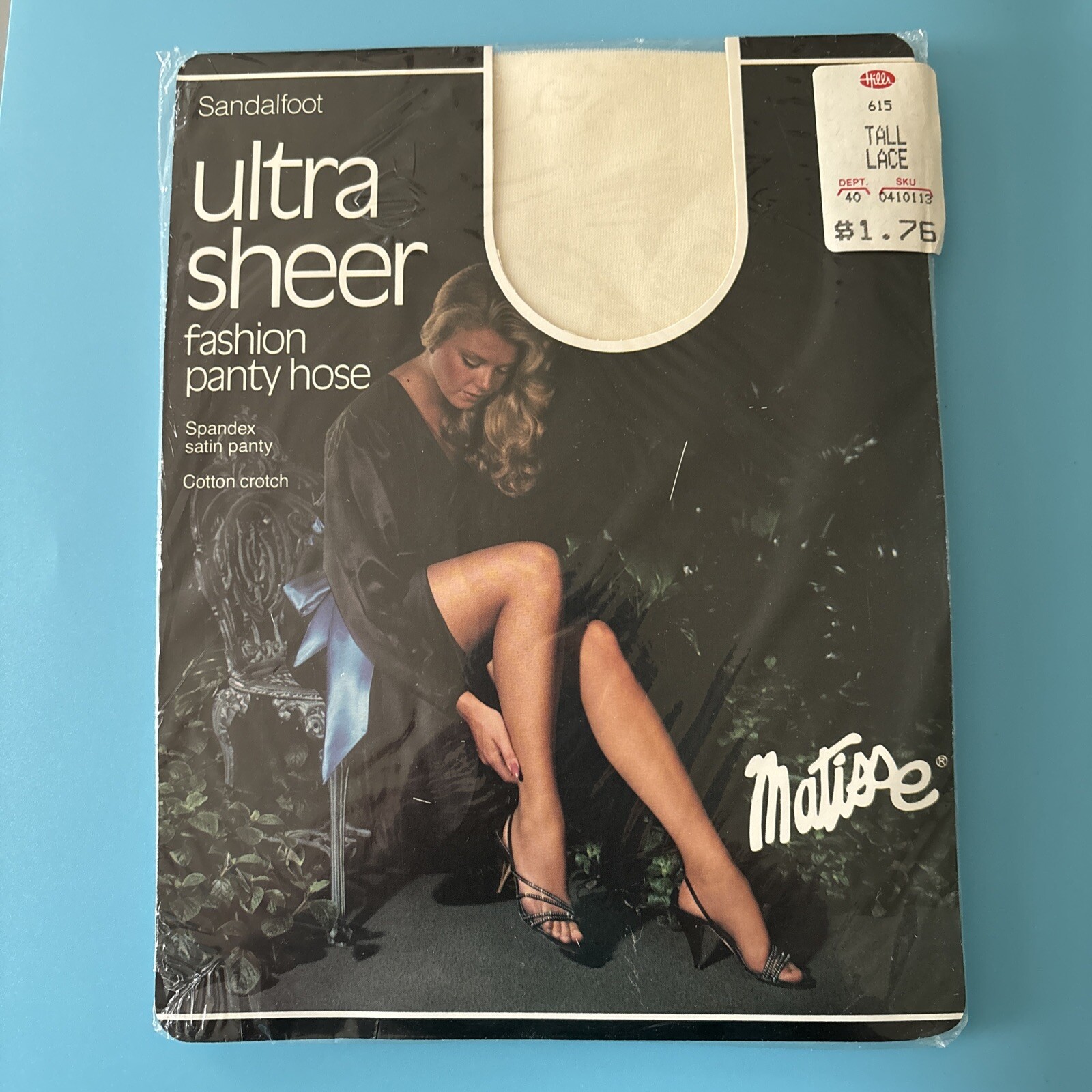VTG Matisse Tall Ultra Sheer Fashion Panty Hose “Lace” Color (Ivory) Nylon/Lycra