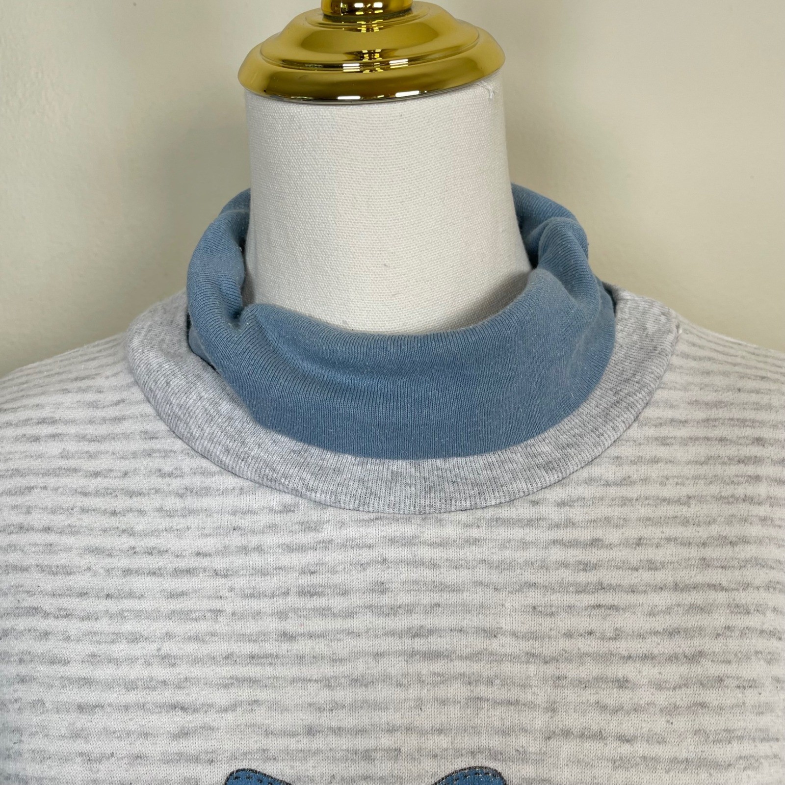 Vintage Separate Issue Sweatshirt XL Gray Cottagecore Mock Neck Hearts 80s