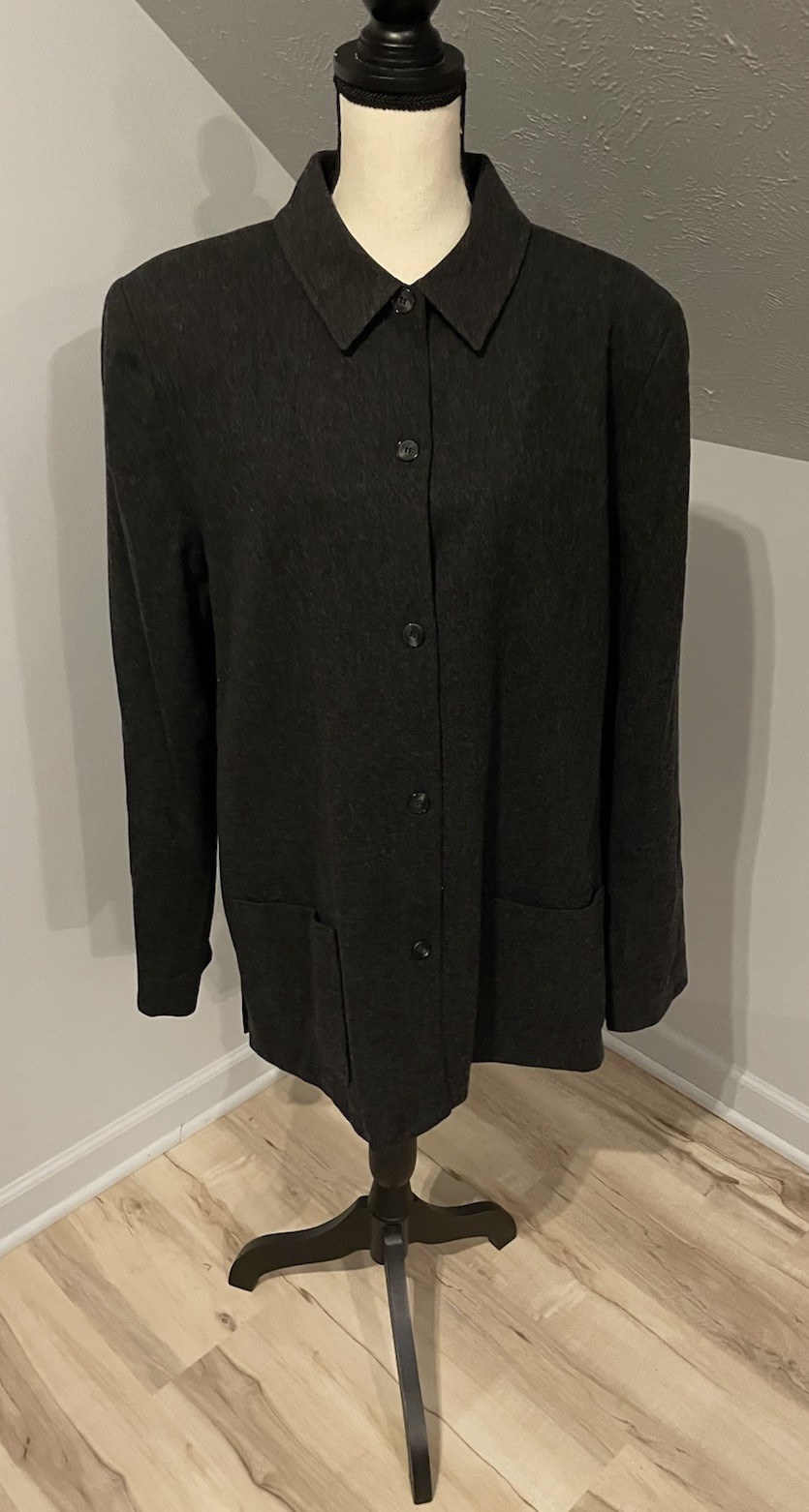 Vintage Pendleton Virgin Wool Full Button Blazer Jacket Size 18 Tall Dark Gray