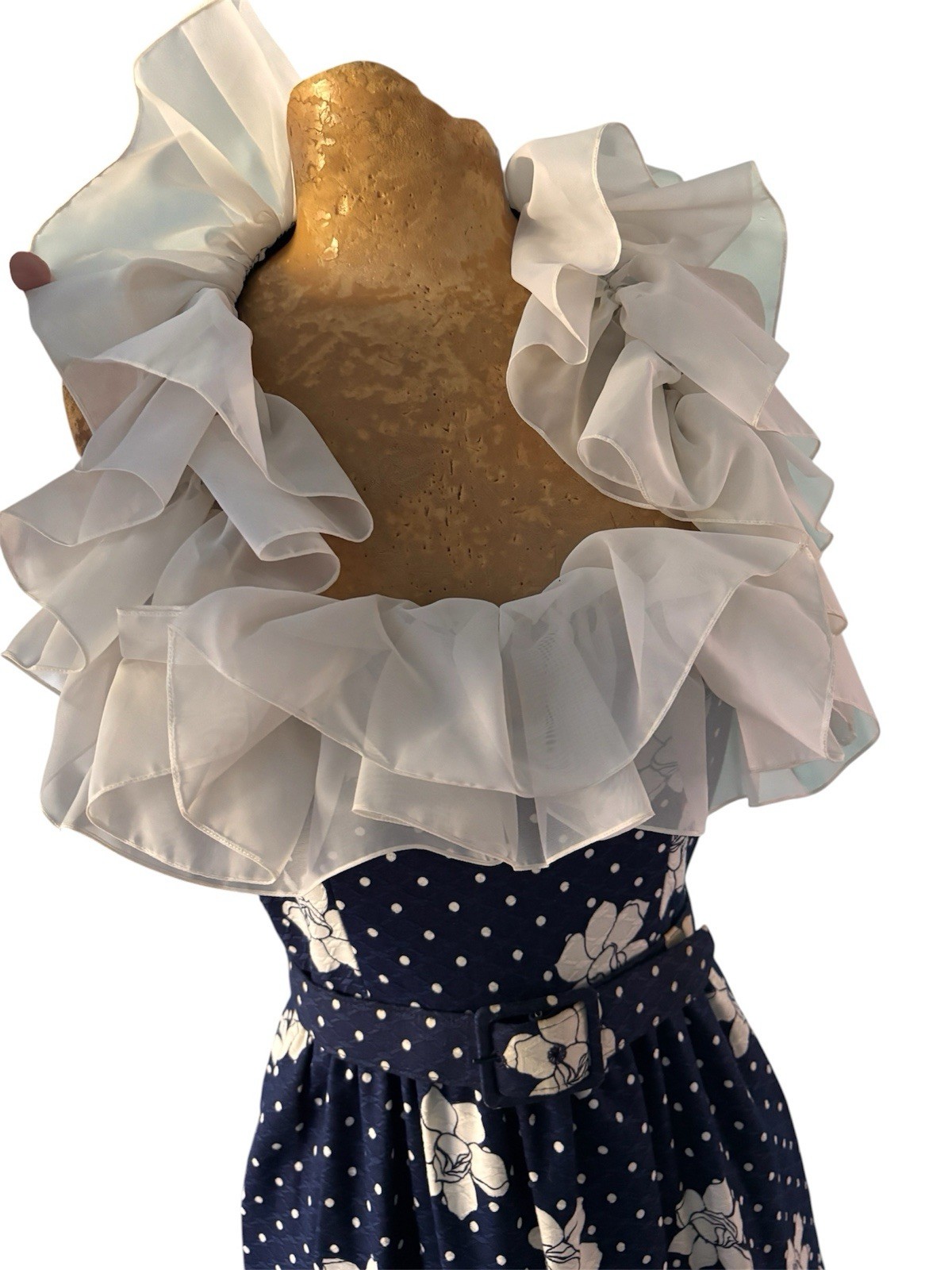 Oscar de la Renta 1970s Floral Maxi Halter Dress With Ruffle