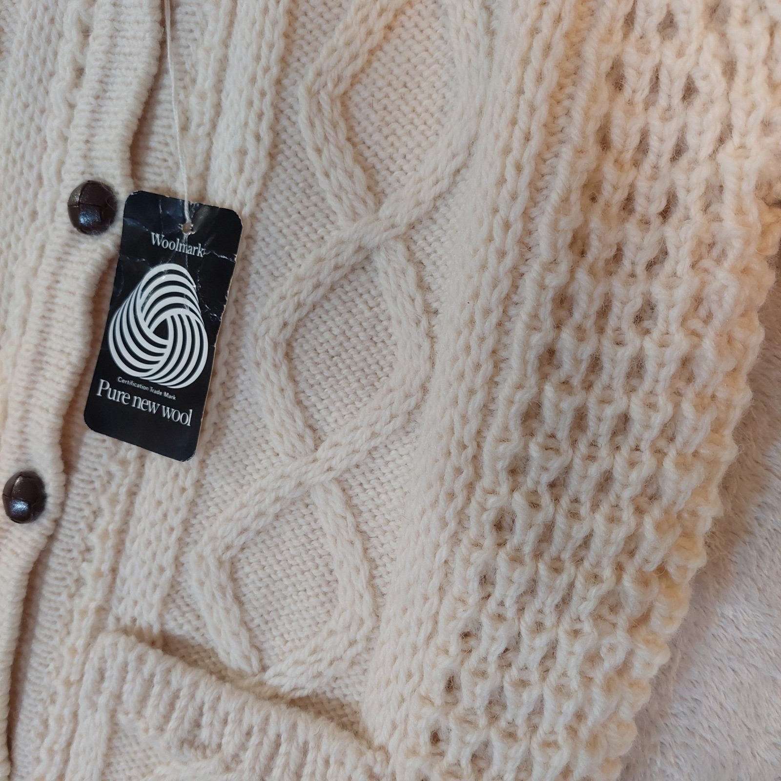 Archie Brown & Son Wool Cardigan Sweater Womens Cable Knit Button Front.SZ Small