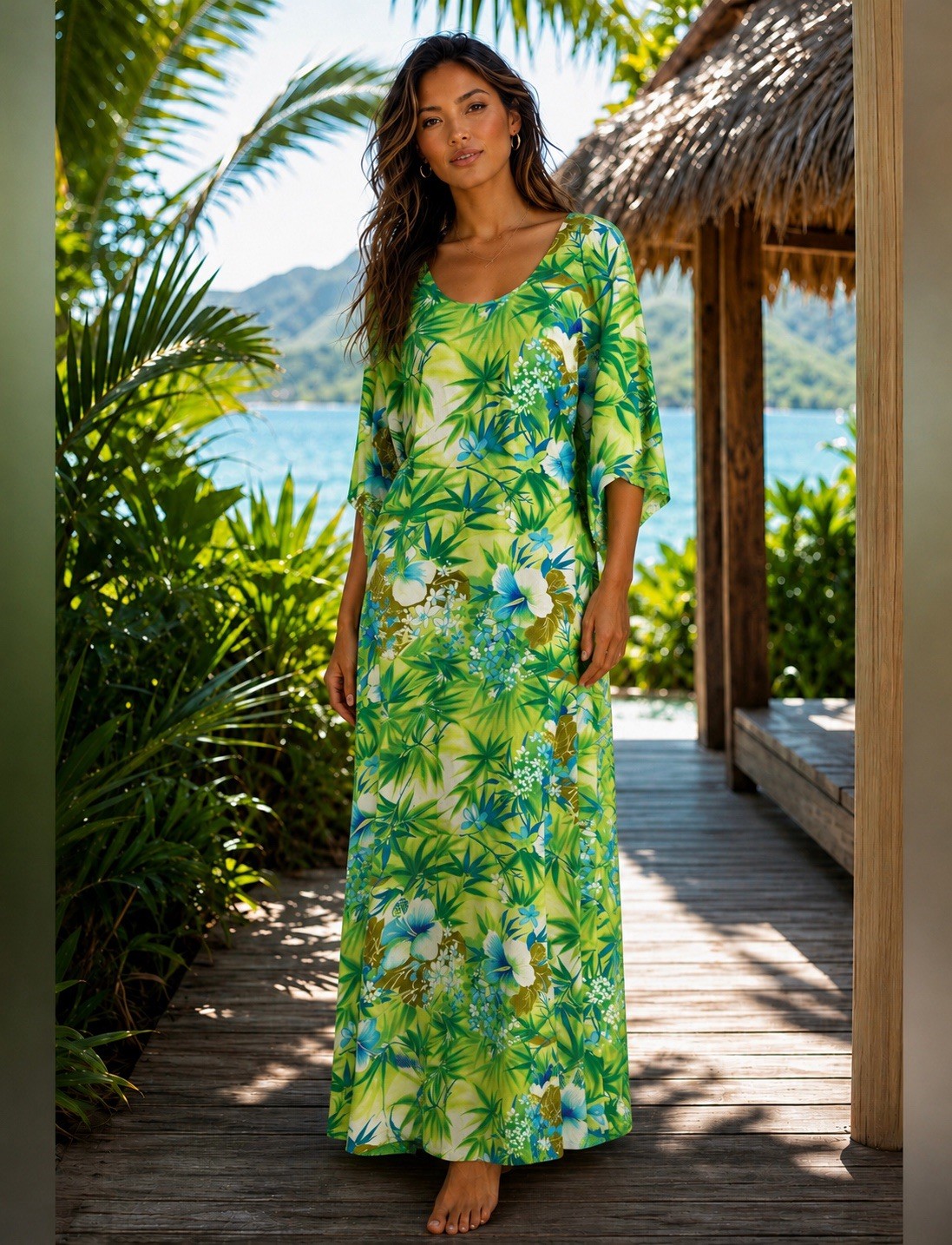 Made in Hawaii Vintage Aloha Floral Tropical Barkcloth dress size Medium