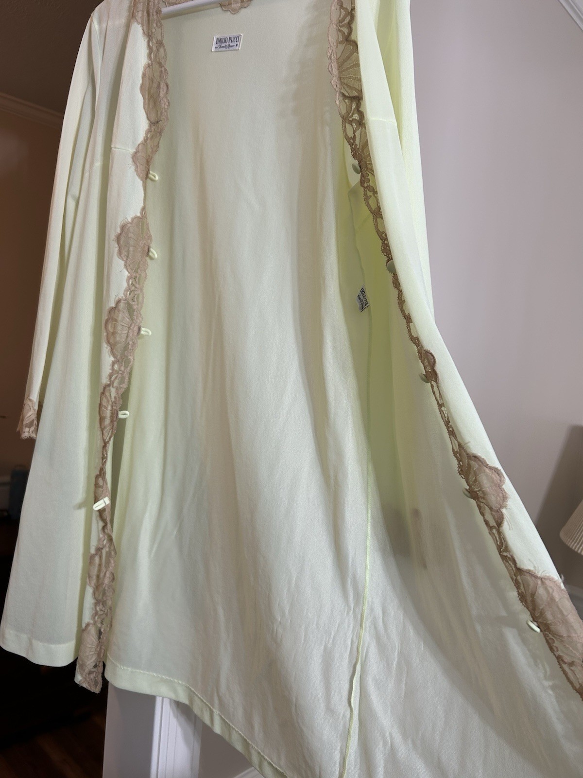 Vintage Emilio Pucci Formfit Rogers Nightgown Robe Lingerie Lace Detail Ivory