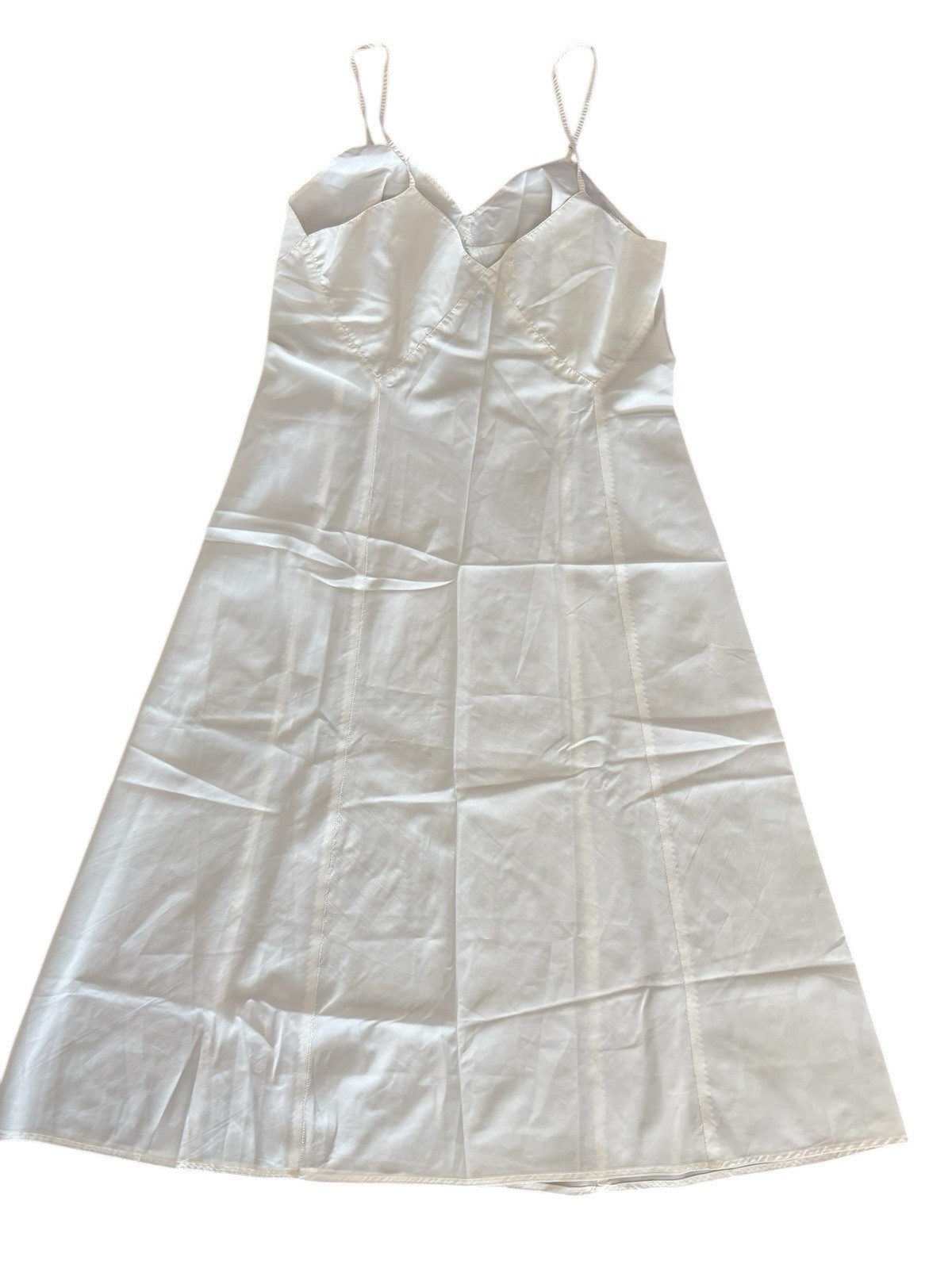Vintage 1940’s Nylon Blend Negligee Off White Lingerie Slip Medium