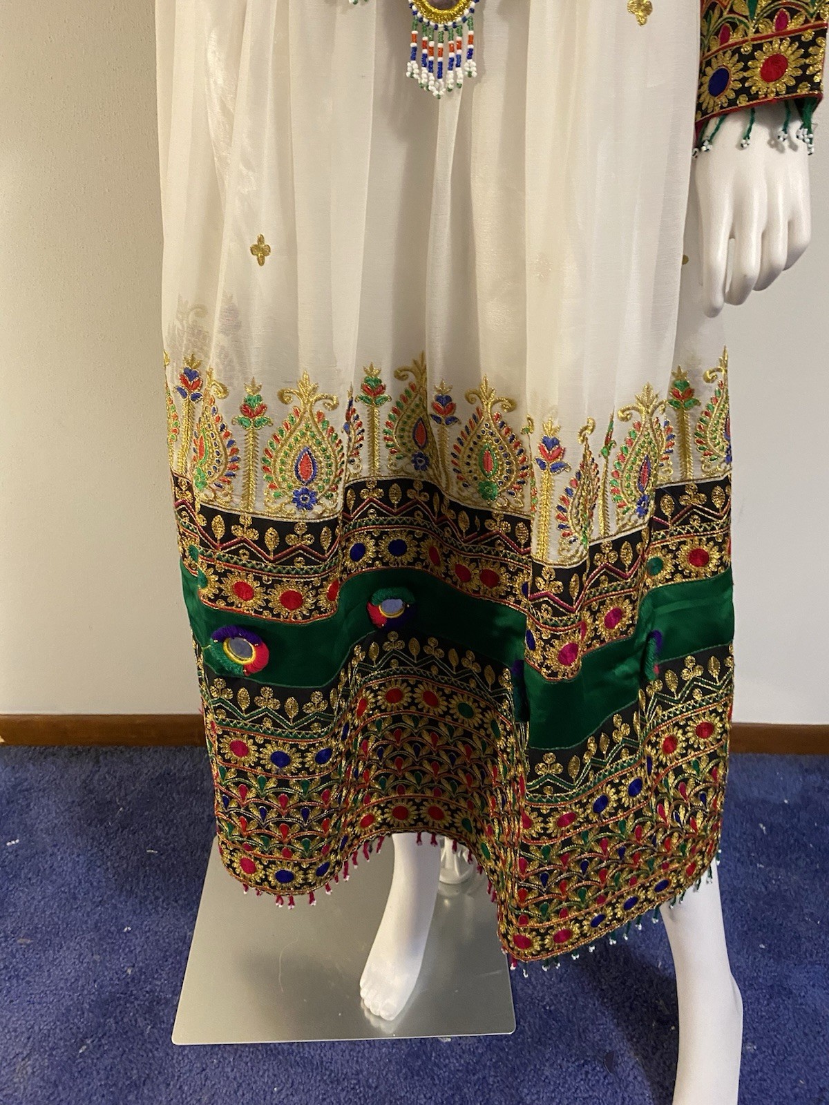Spectacular Vintage Heavily Embroidered , Beaded And Mirrored Dress C1970’s